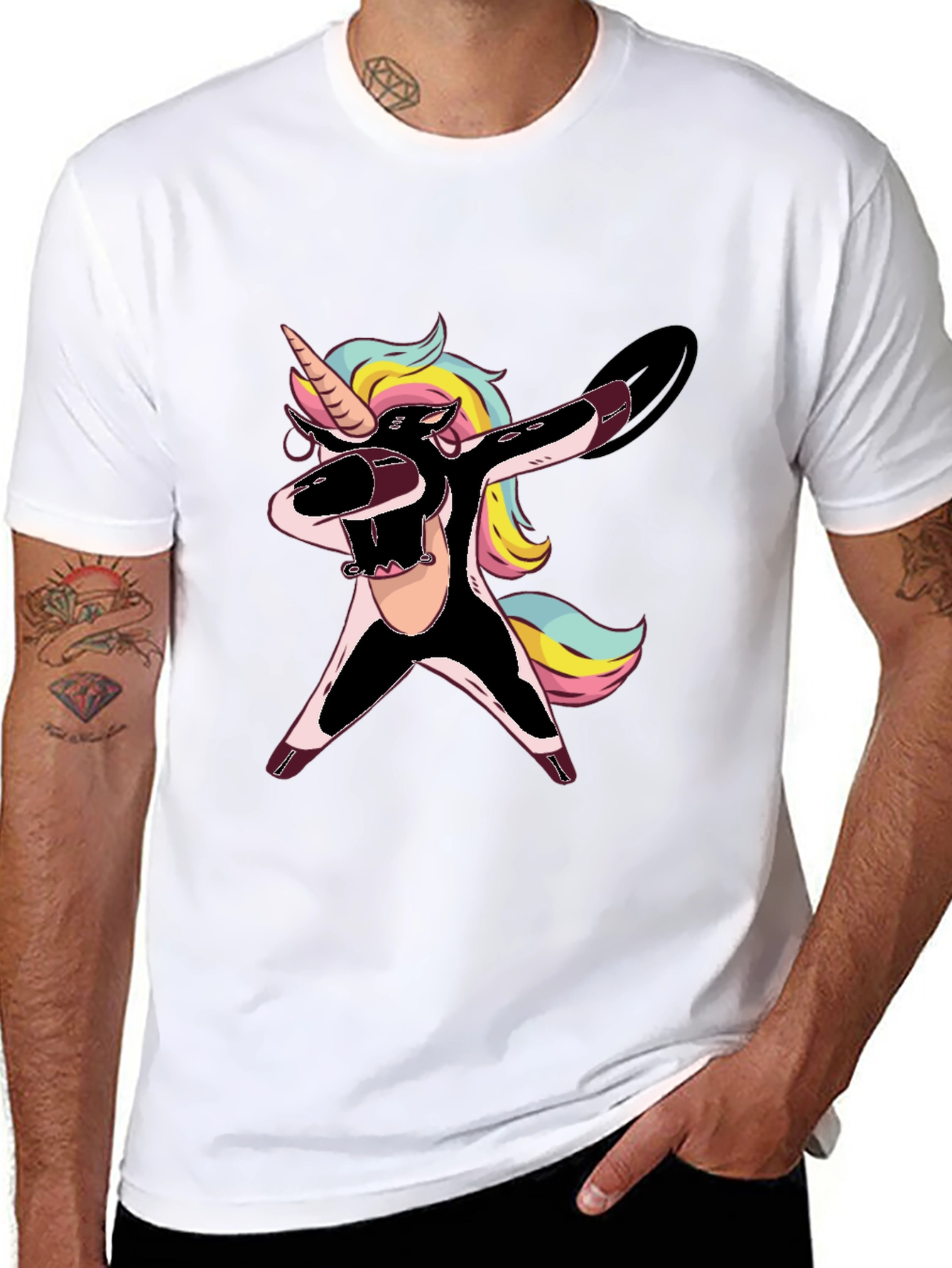 Black Dabbing Unicorn Graphic Tee - Black T-Shirt view 8
