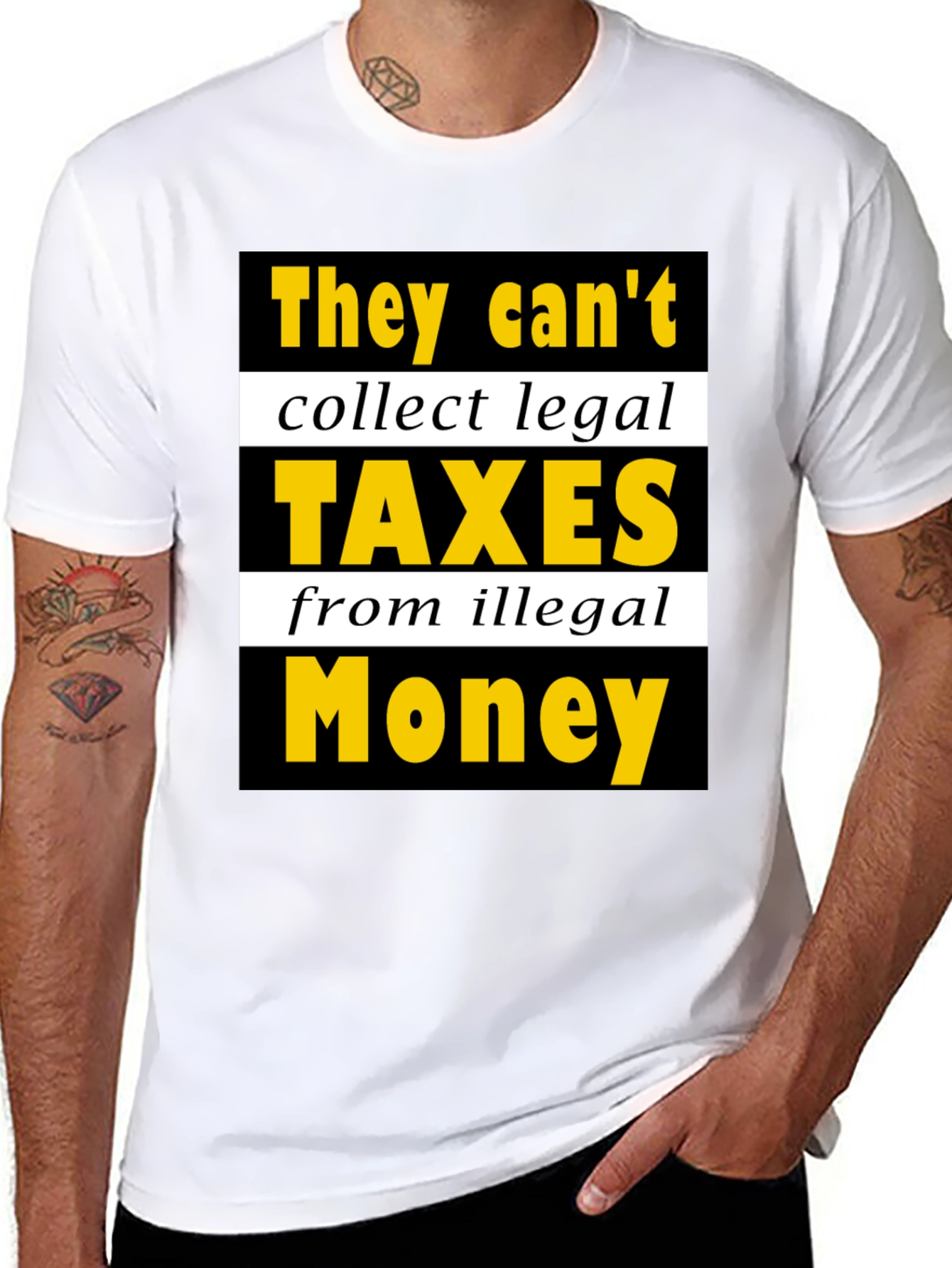 Black Humorous "Taxes from Illegal Money" Graphic Tee view 8