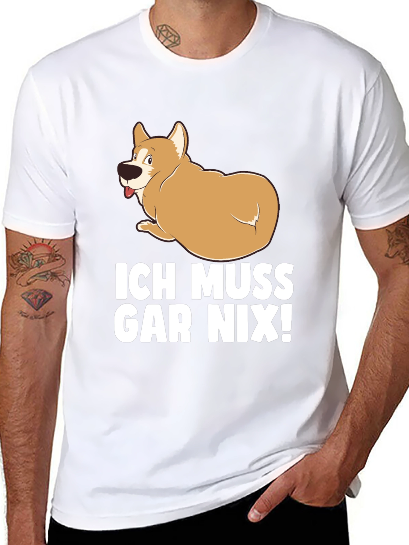 Black Ich Muss Gar Nix! Dog T-Shirt view 8
