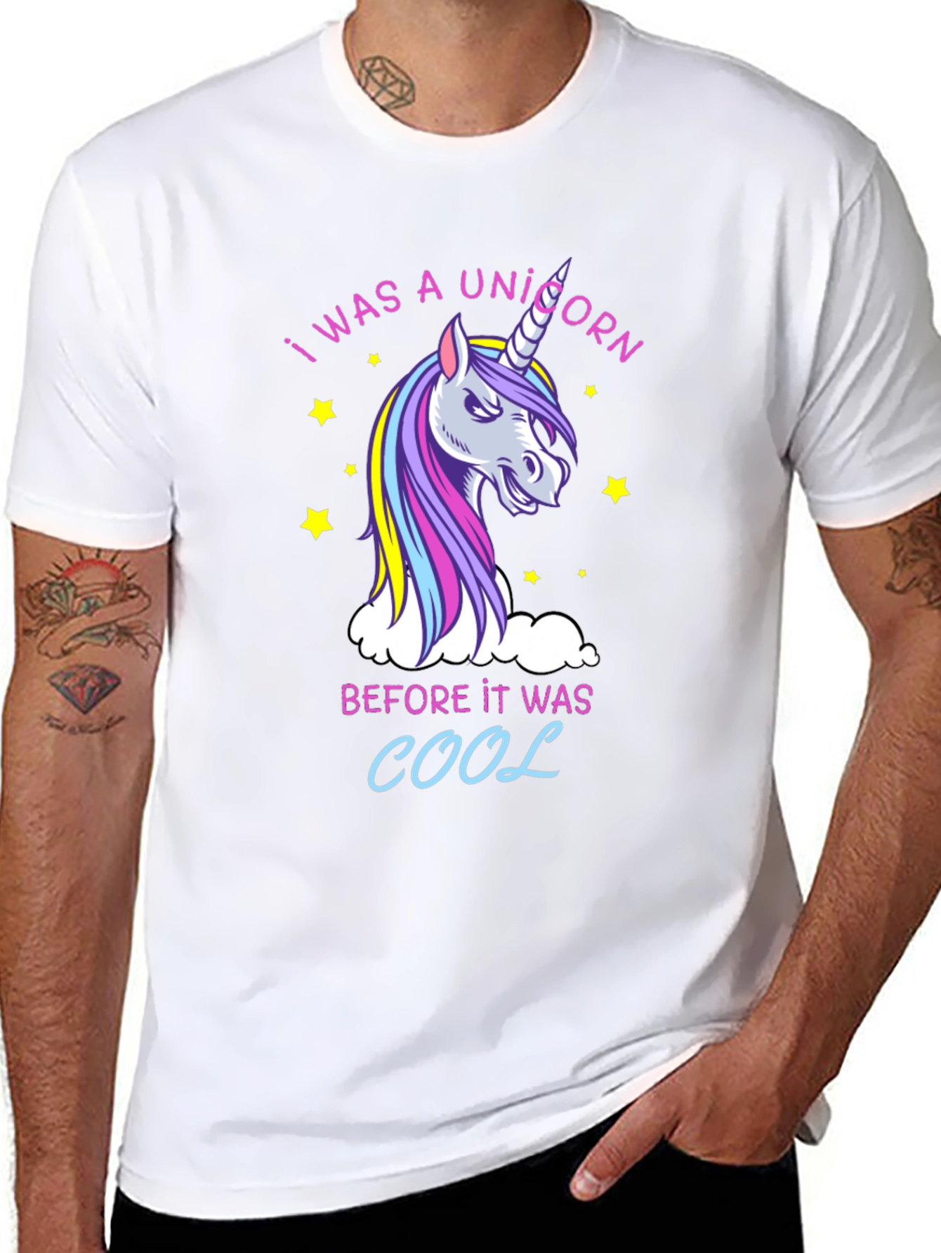 Black I Was a Unicorn T-Shirt - Funny Graphic Tee view 8