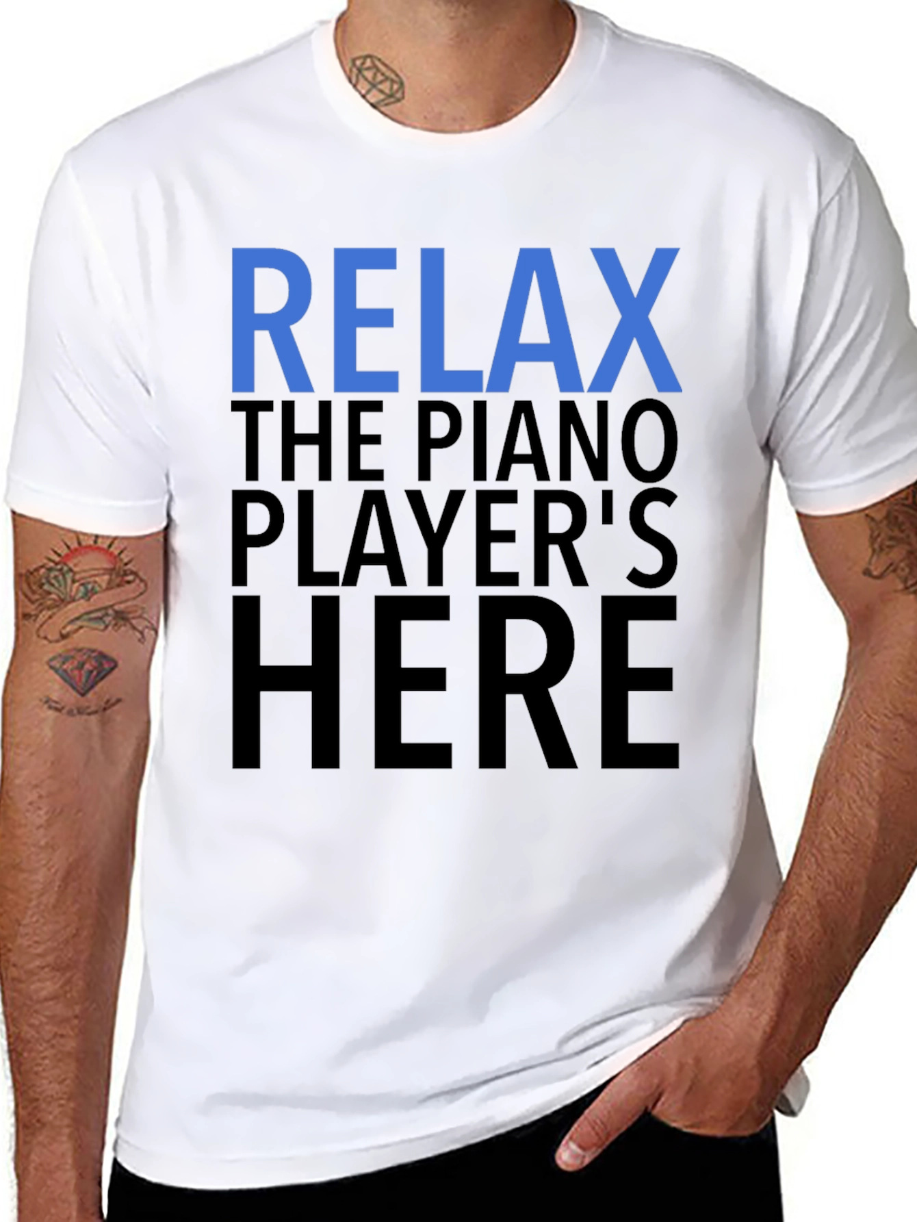 Black Relax Piano Player T-Shirt view 8