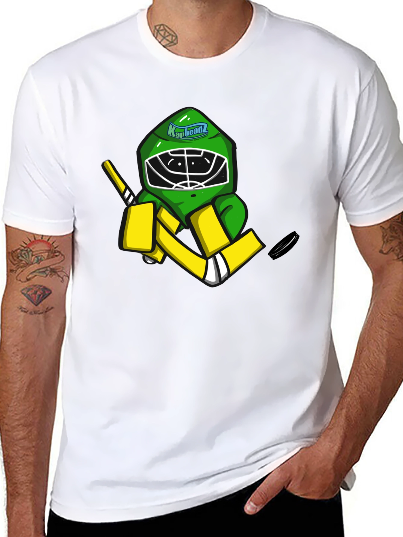 Black Kapheadz Hockey Goalie T-Shirt - Black Cotton Tee view 8