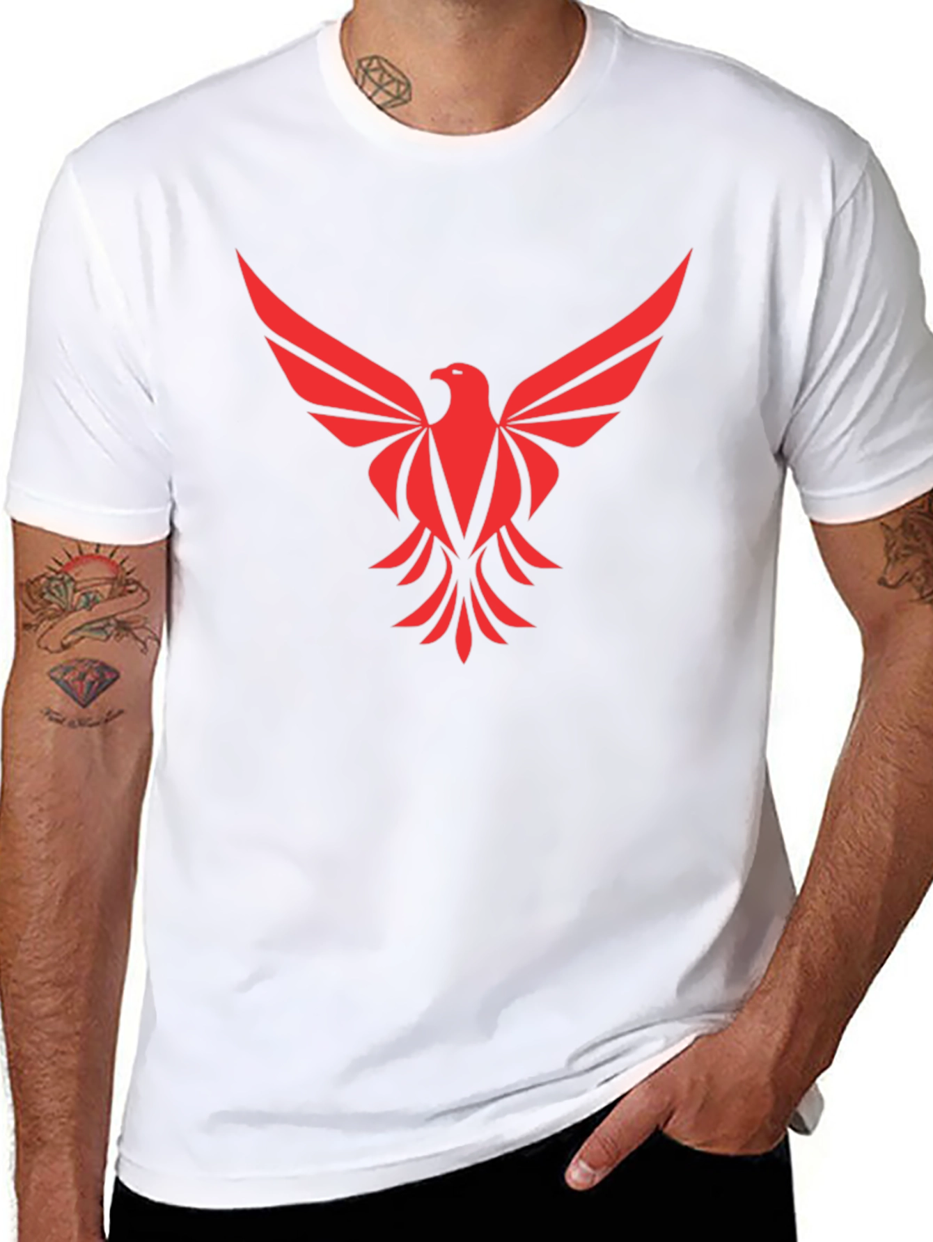 Black Red Phoenix Graphic Tee - Black Cotton Comfort view 8