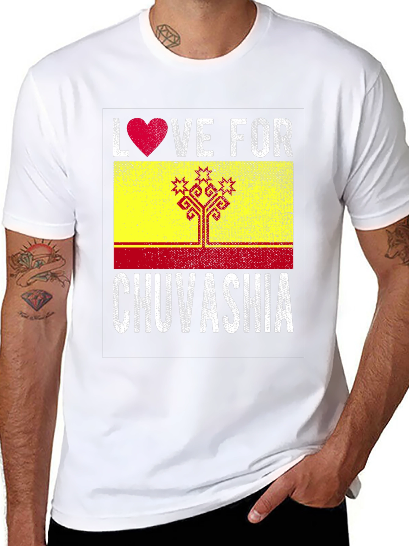 Black Love for Chuvashia T-Shirt - Flag Graphic Tee view 8