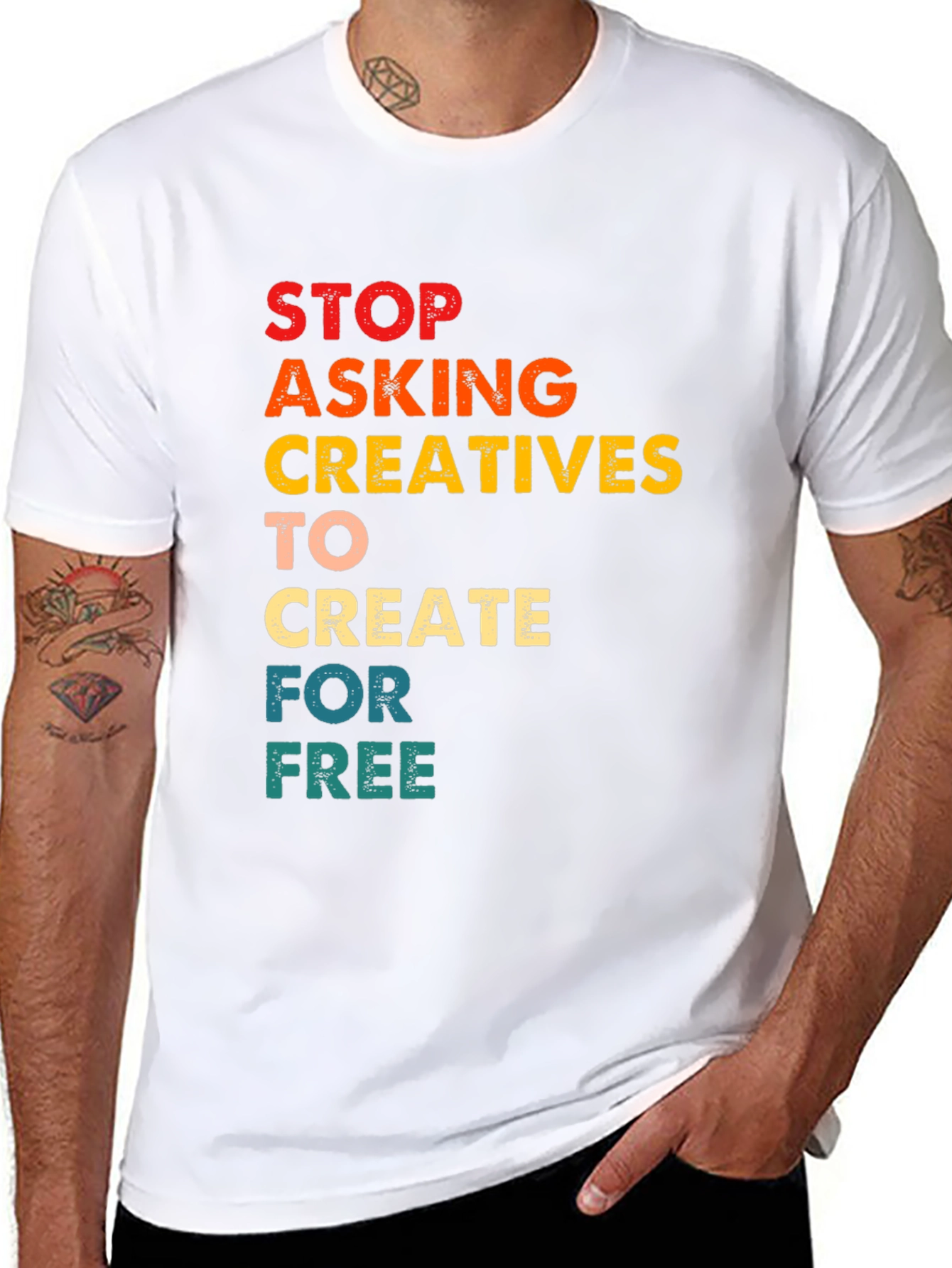 Black Creative Support T-Shirt:  Stop Asking for Free view 8
