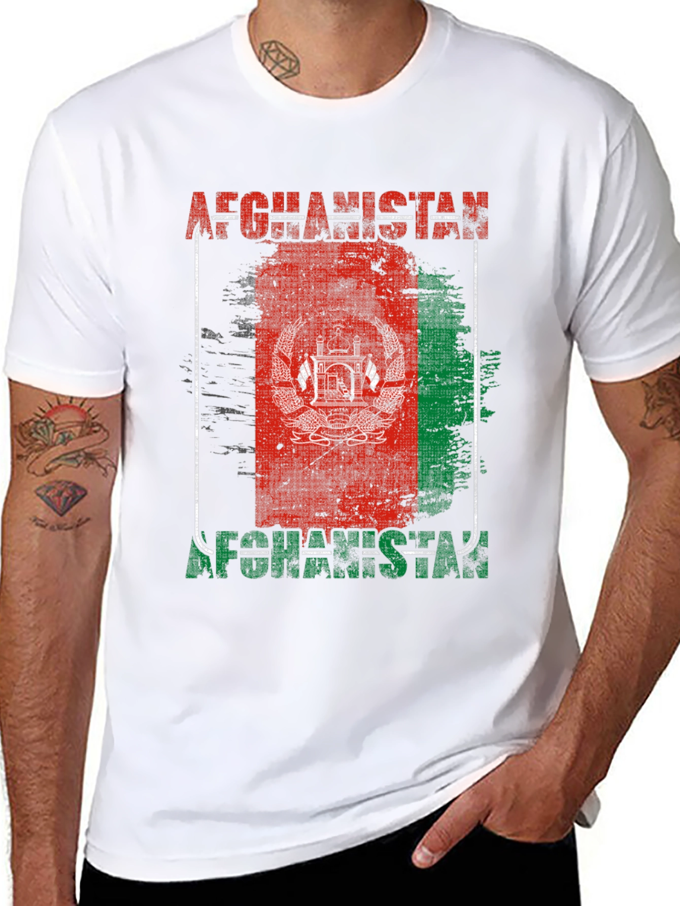Black Afghanistan Flag Graphic T-Shirt view 8
