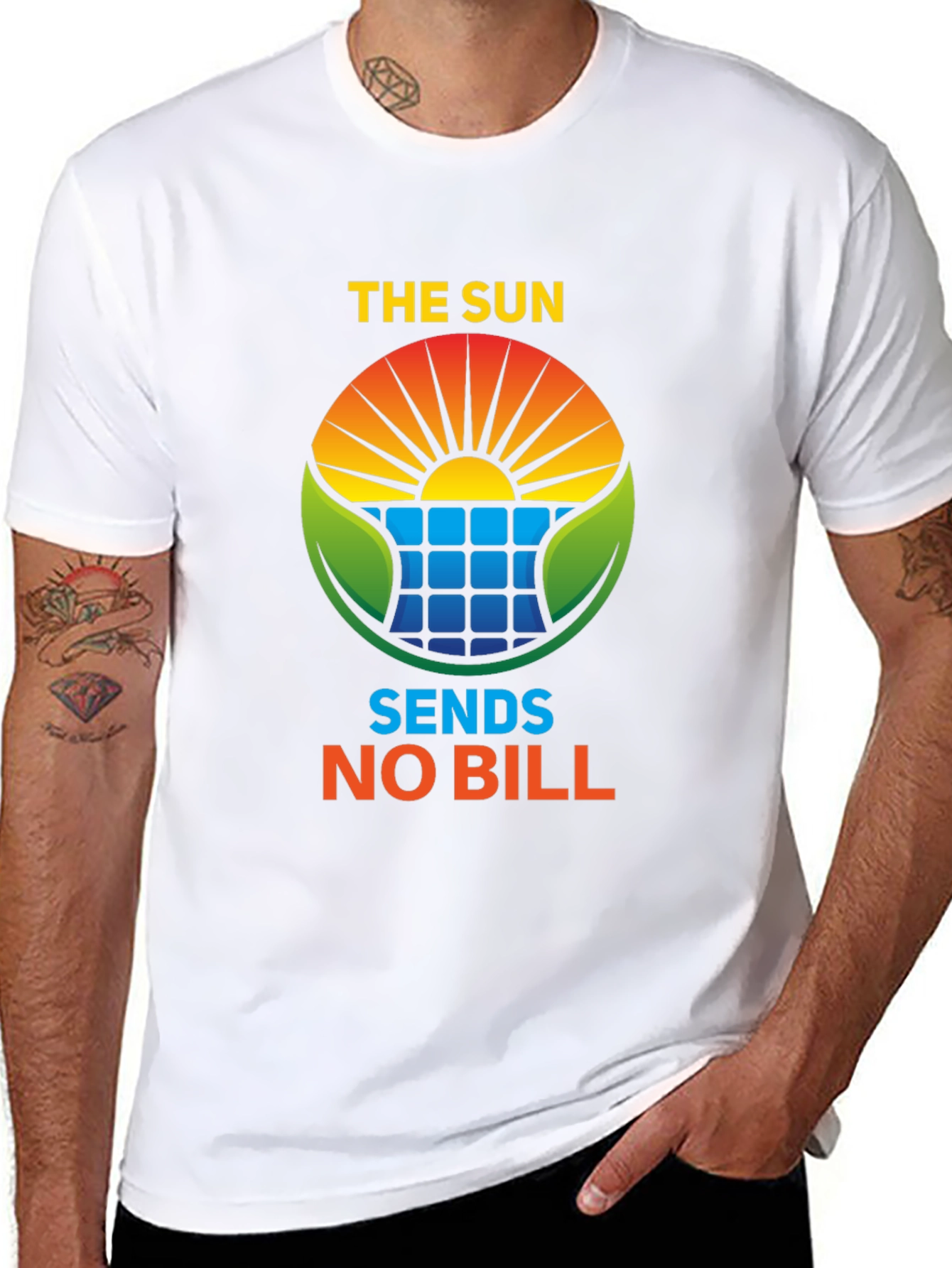 Black Eco-Friendly "The Sun Sends No Bill" Solar Energy T-Shirt view 8
