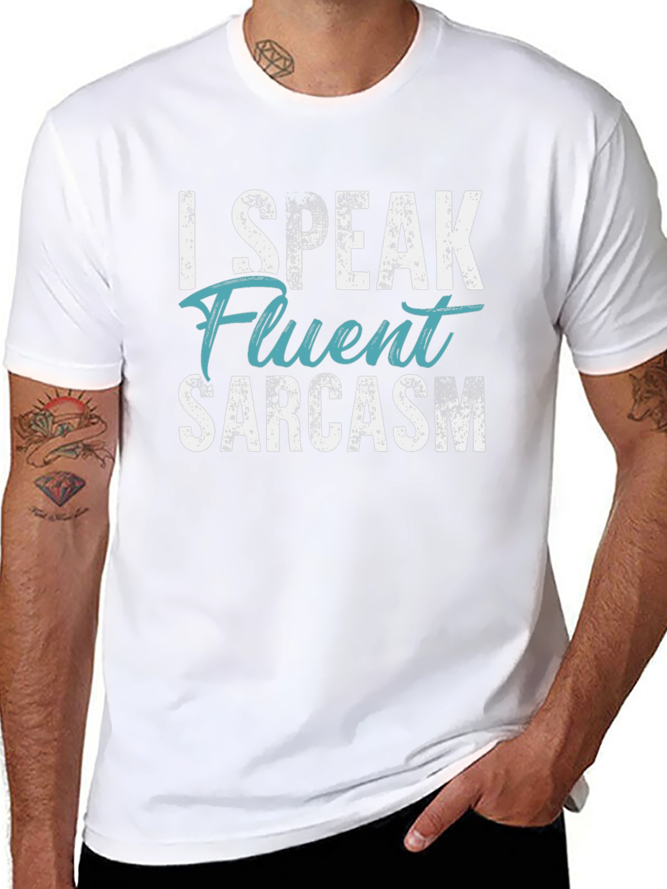 Black I Speak Fluent Sarcasm T-Shirt - Funny Novelty Tee view 8