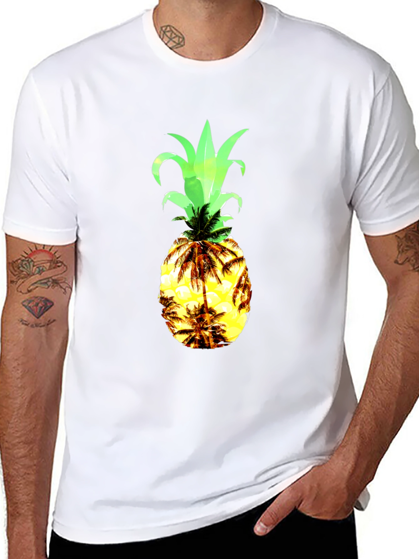 Black Tropical Pineapple Graphic Tee view 8