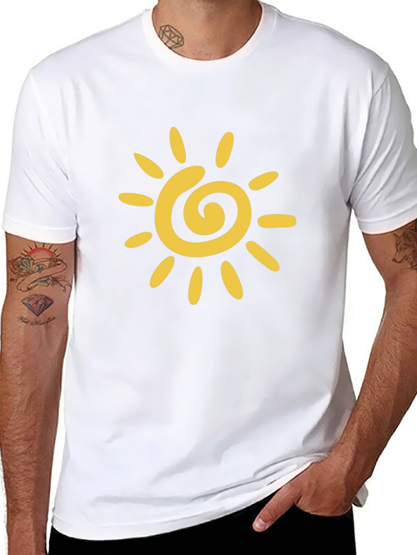 Black Black T-Shirt with Yellow Sun Graphic view 8