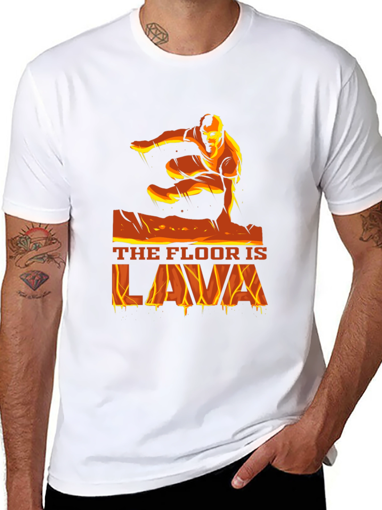 Black The Floor is Lava Graphic T-Shirt - Black view 8