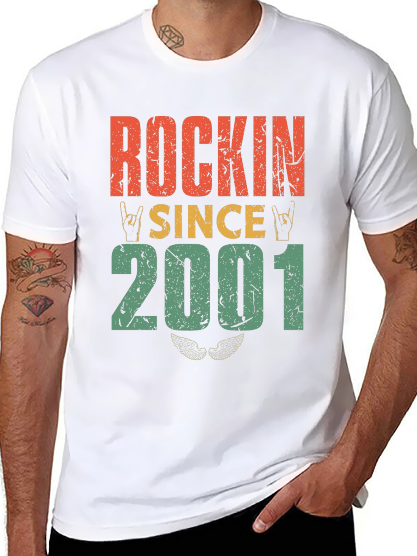 Black Rockin' Since 2001 Graphic T-Shirt view 8