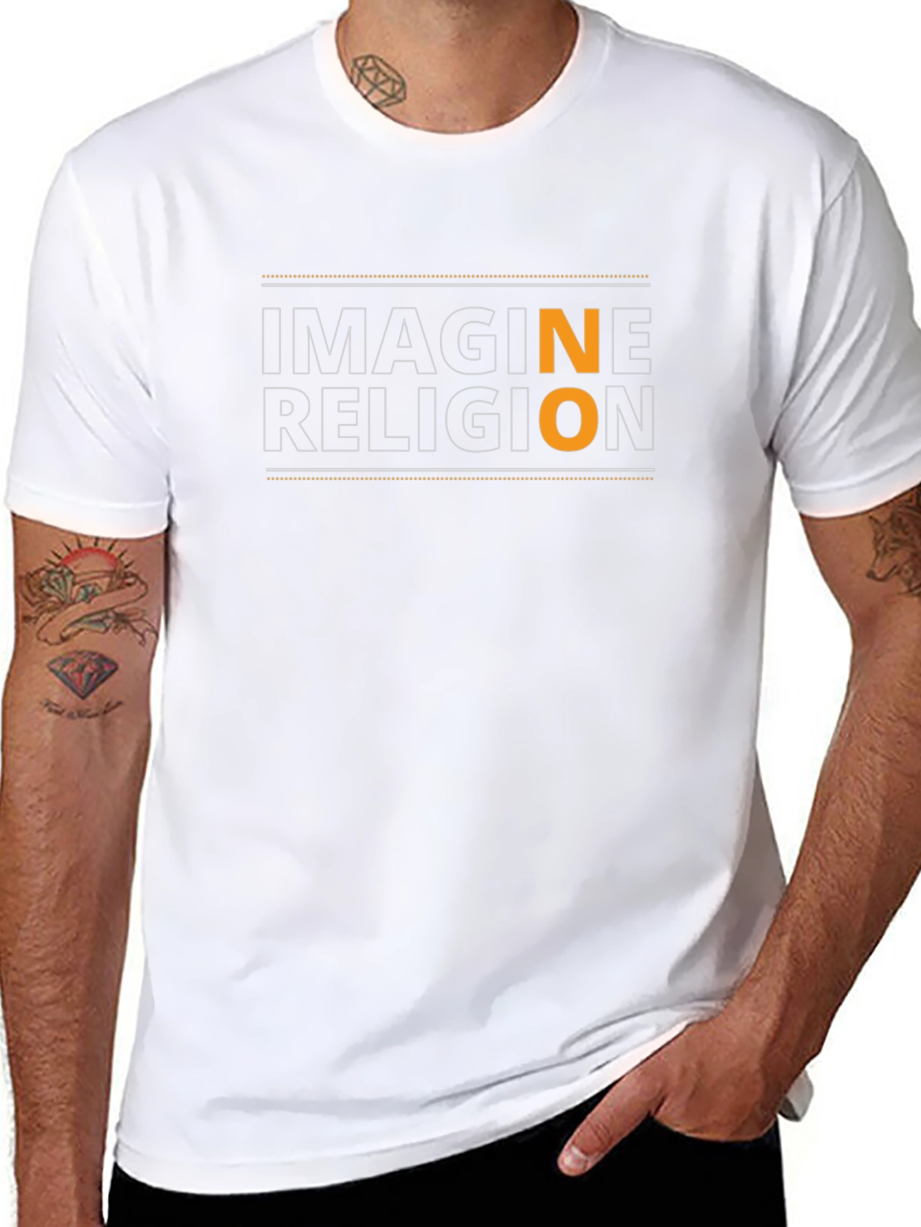 Black Imagine No Religion T-Shirt - Black view 8