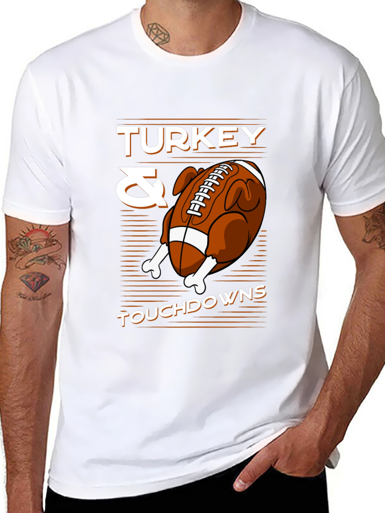 Black Turkey & Touchdowns Graphic T-Shirt view 8