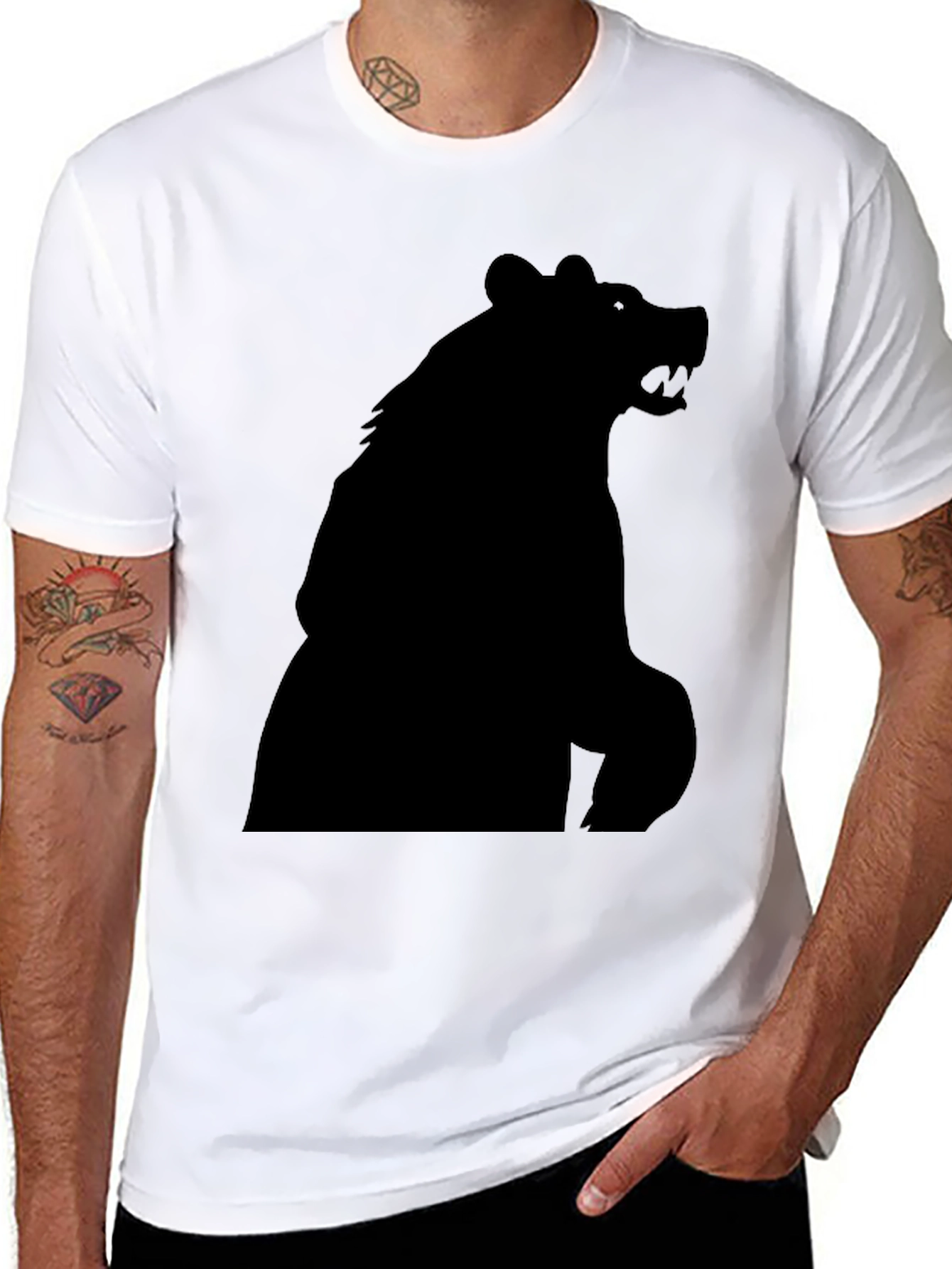 Black Black Bear Silhouette Graphic Tee - Men's Fashion view 8