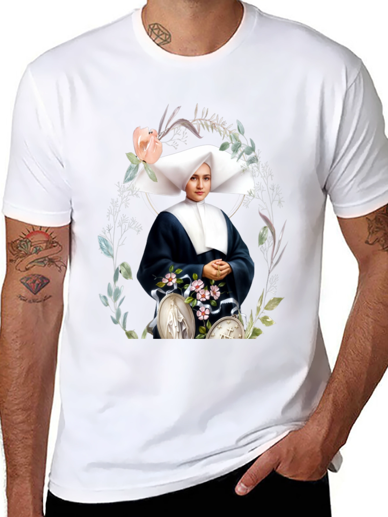 Black Nun Portrait Graphic Tee view 8