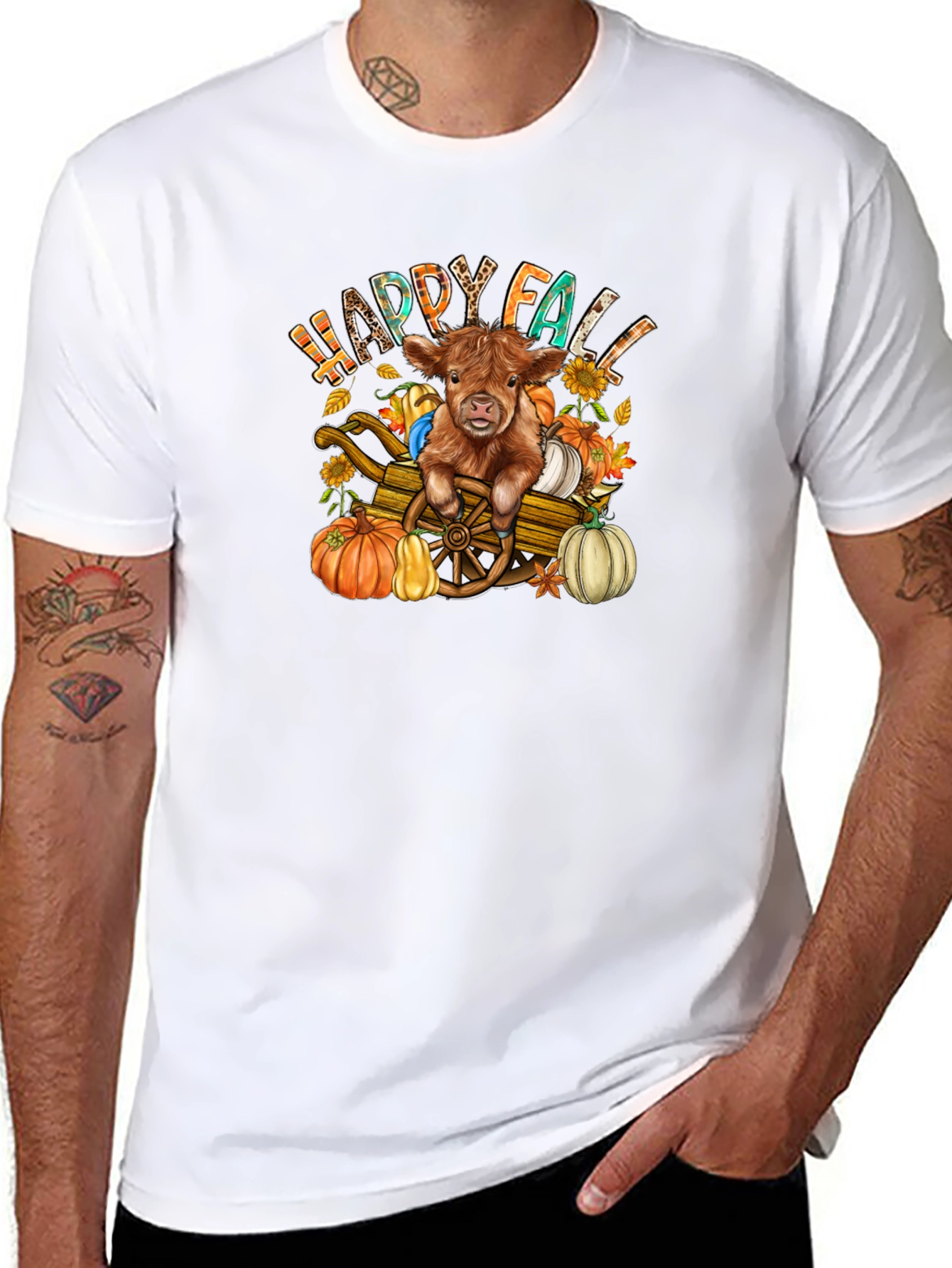 Black Happy Fall Highland Cow T-Shirt view 8