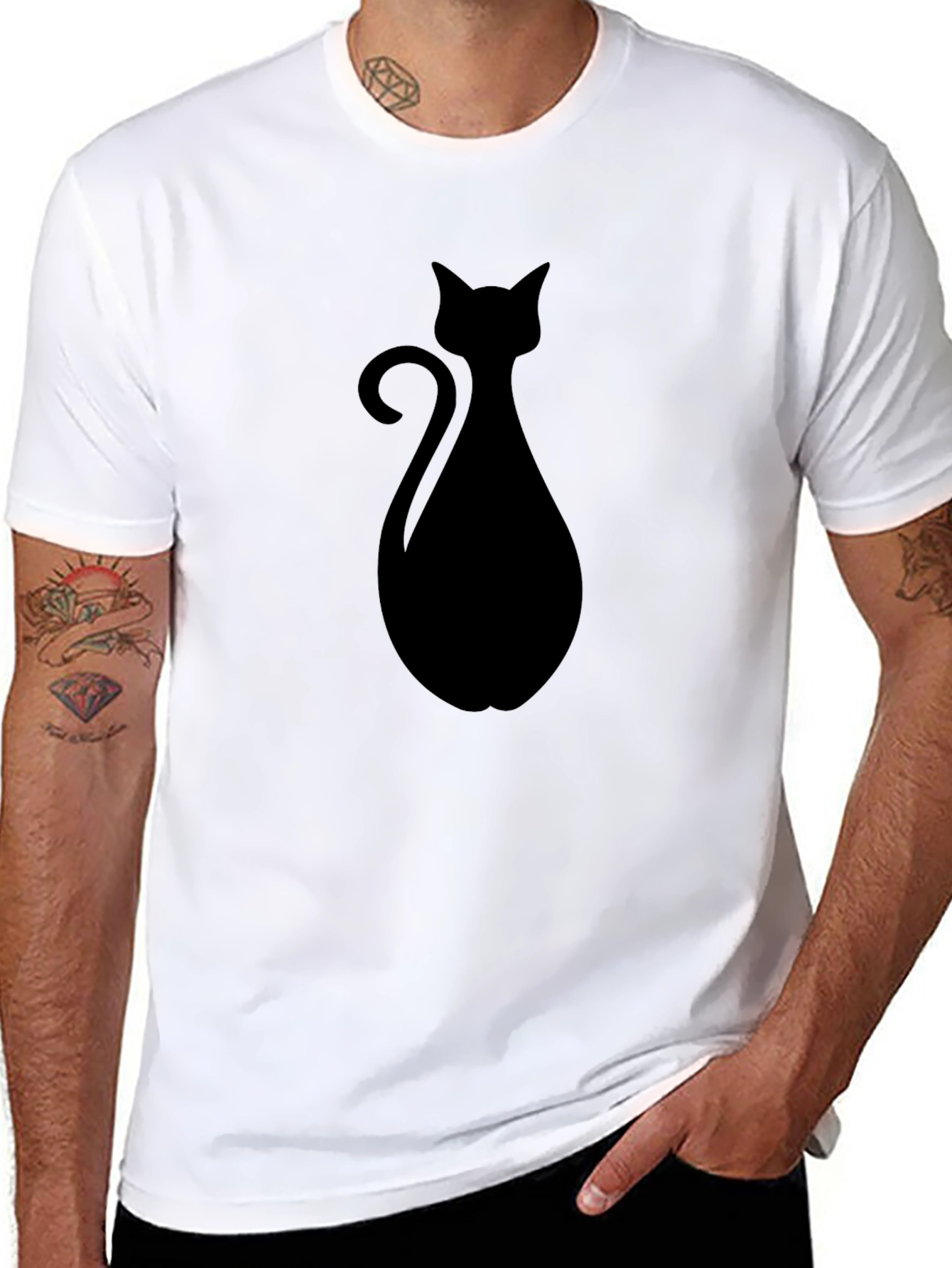 Black Black Cat Silhouette Graphic T-Shirt view 8