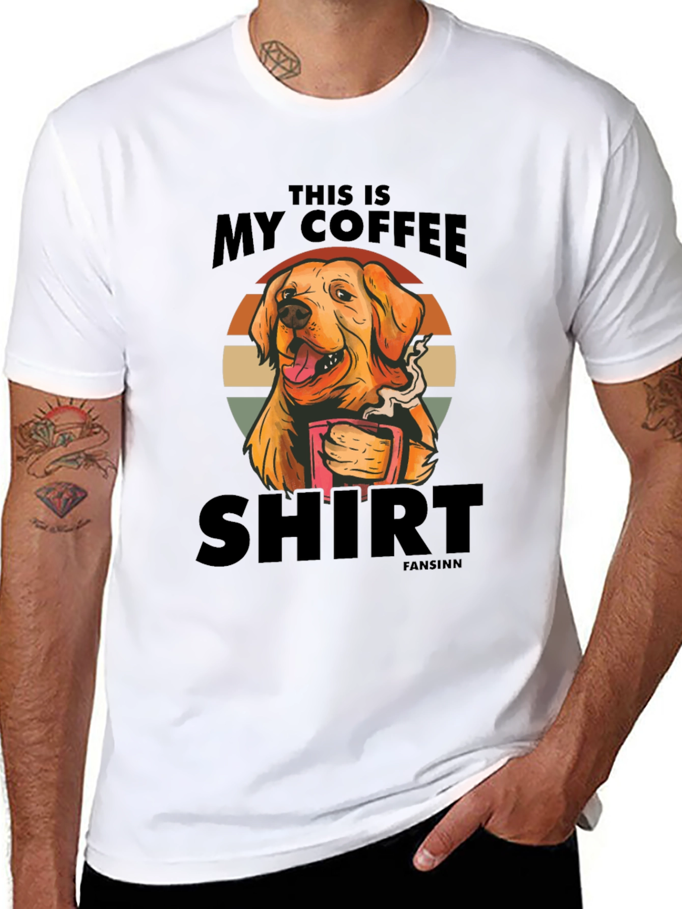Black Coffee Dog T-Shirt: Funny Novelty Tee view 8
