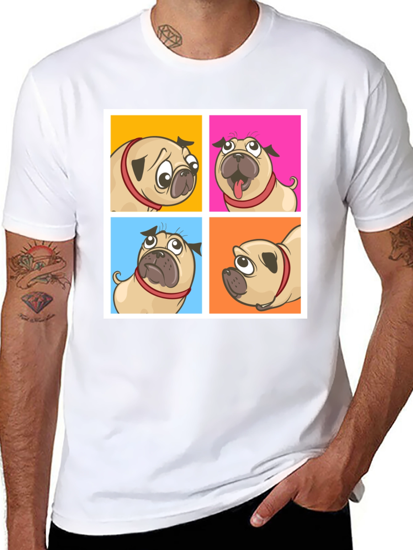 Black Pug Moods Graphic Tee - Fun & Trendy! view 8