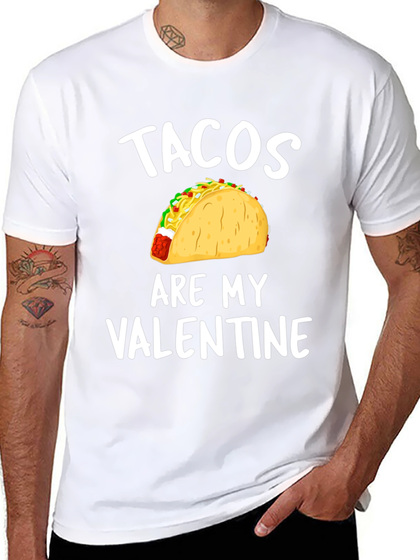 Black Tacos Are My Valentine - Funny T-Shirt view 8