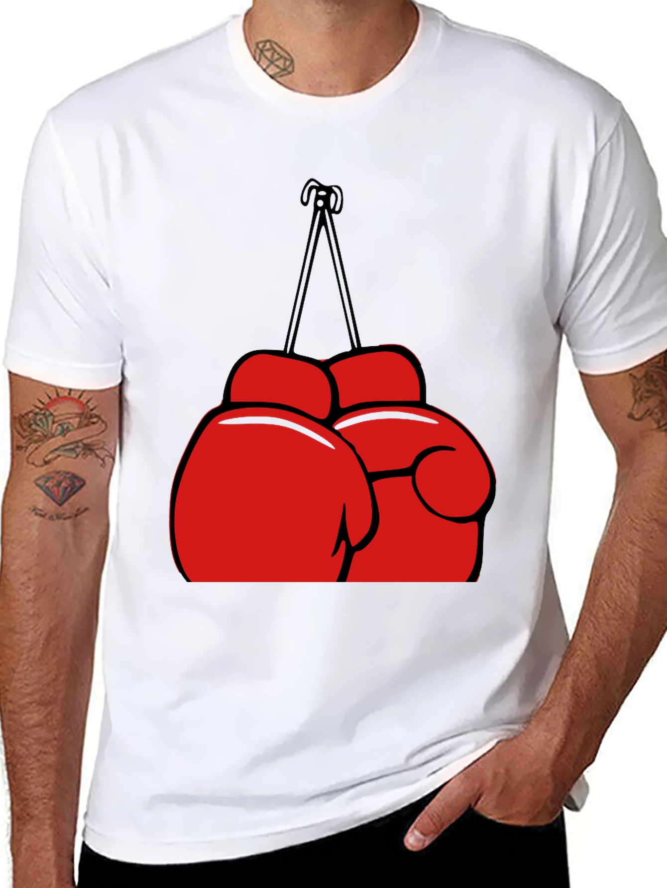 Black Boxing Gloves Graphic T-Shirt - Black view 8