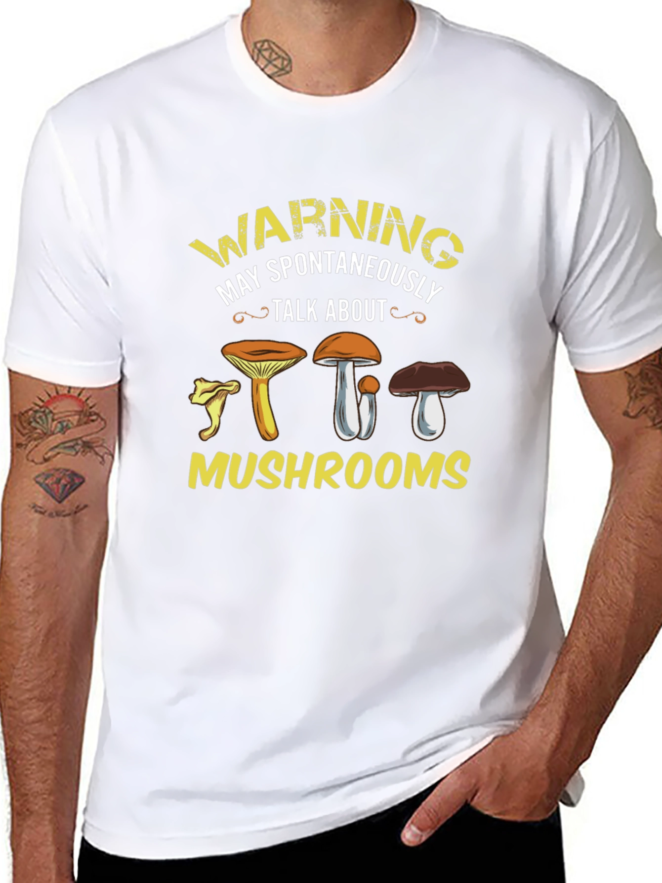 Black Mushroom Talk Warning Graphic Tee view 8