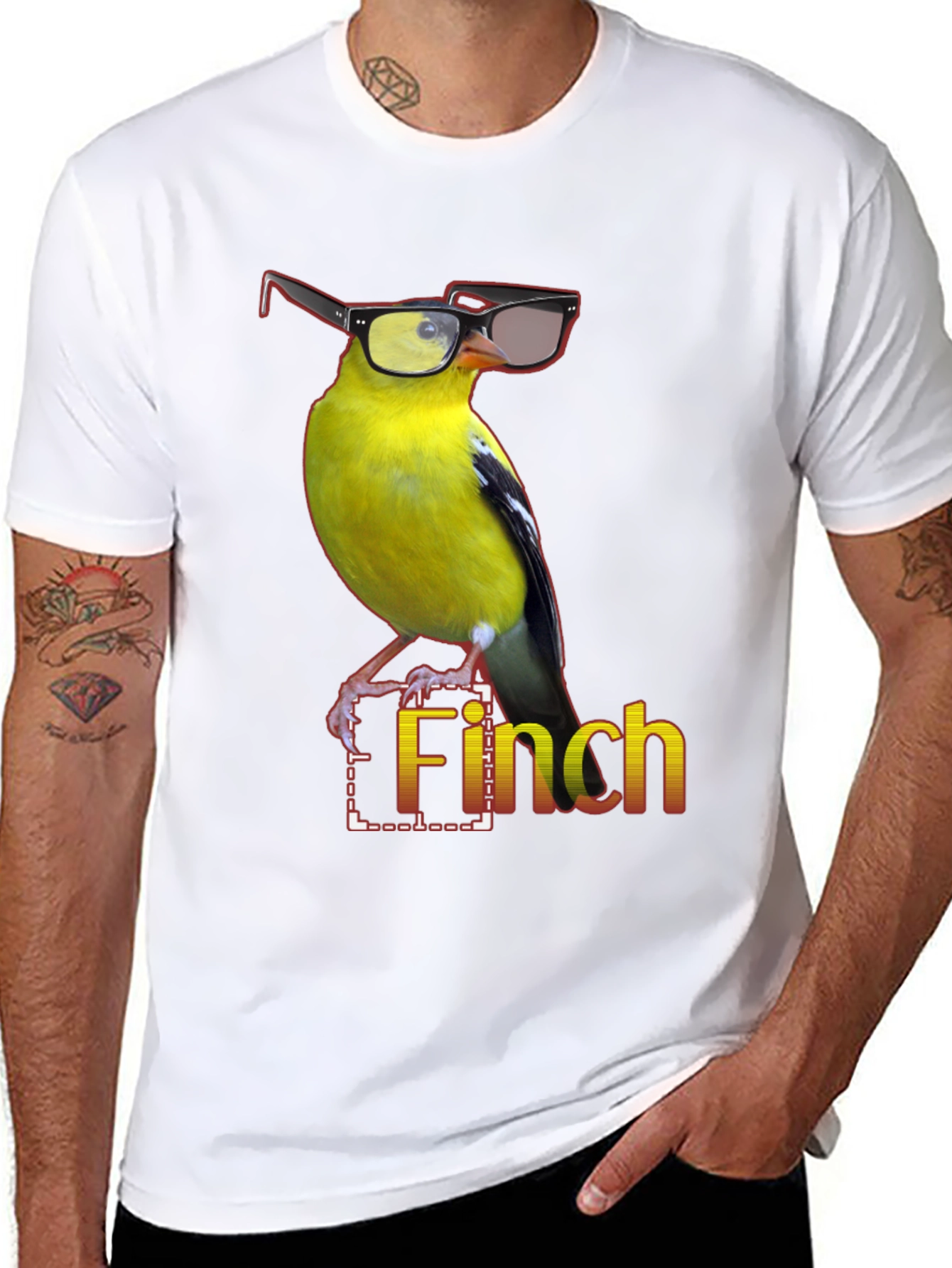 Black Stylish Finch Graphic Tee view 8