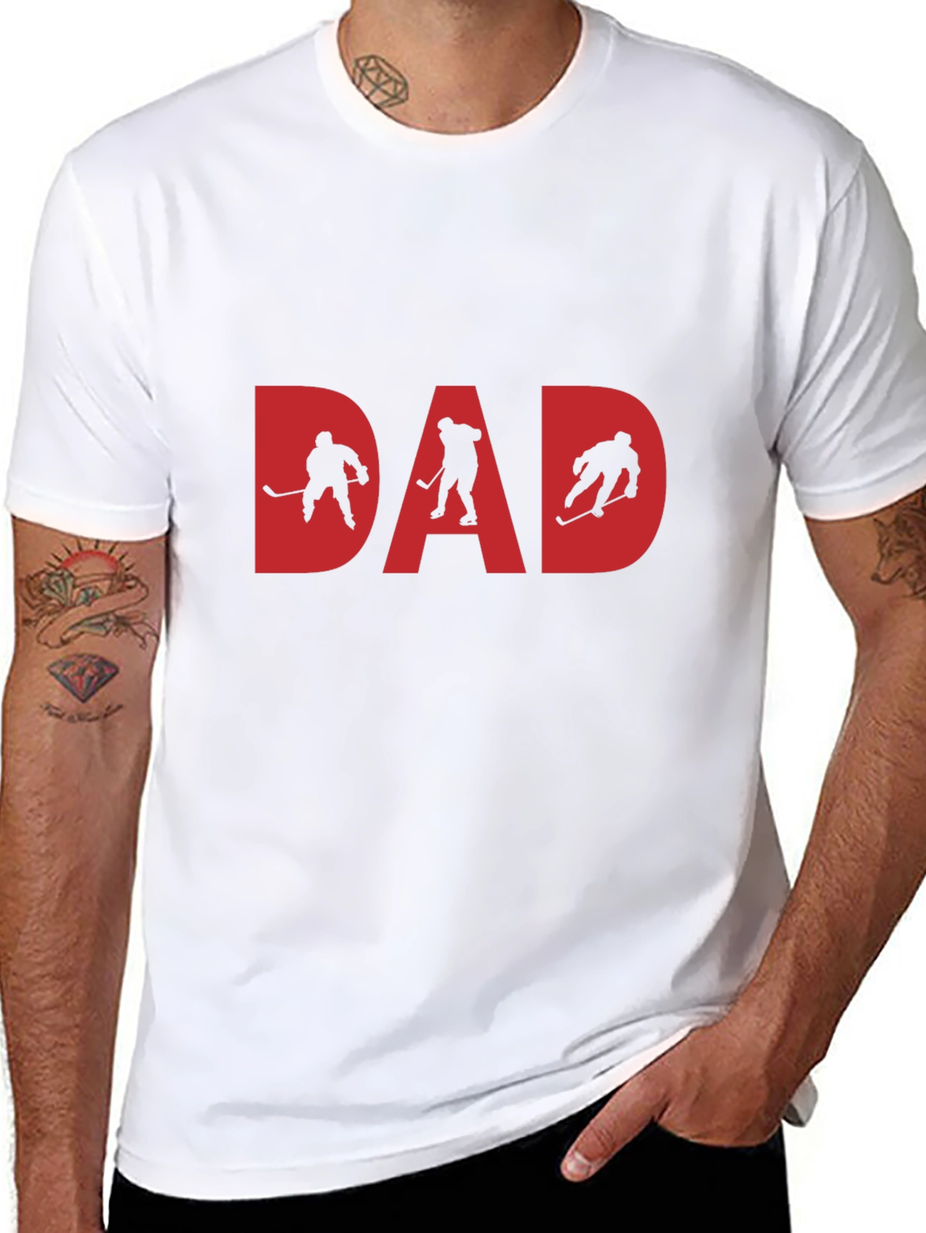 Black Hockey Dad T-Shirt - Gift for Hockey Dads view 8