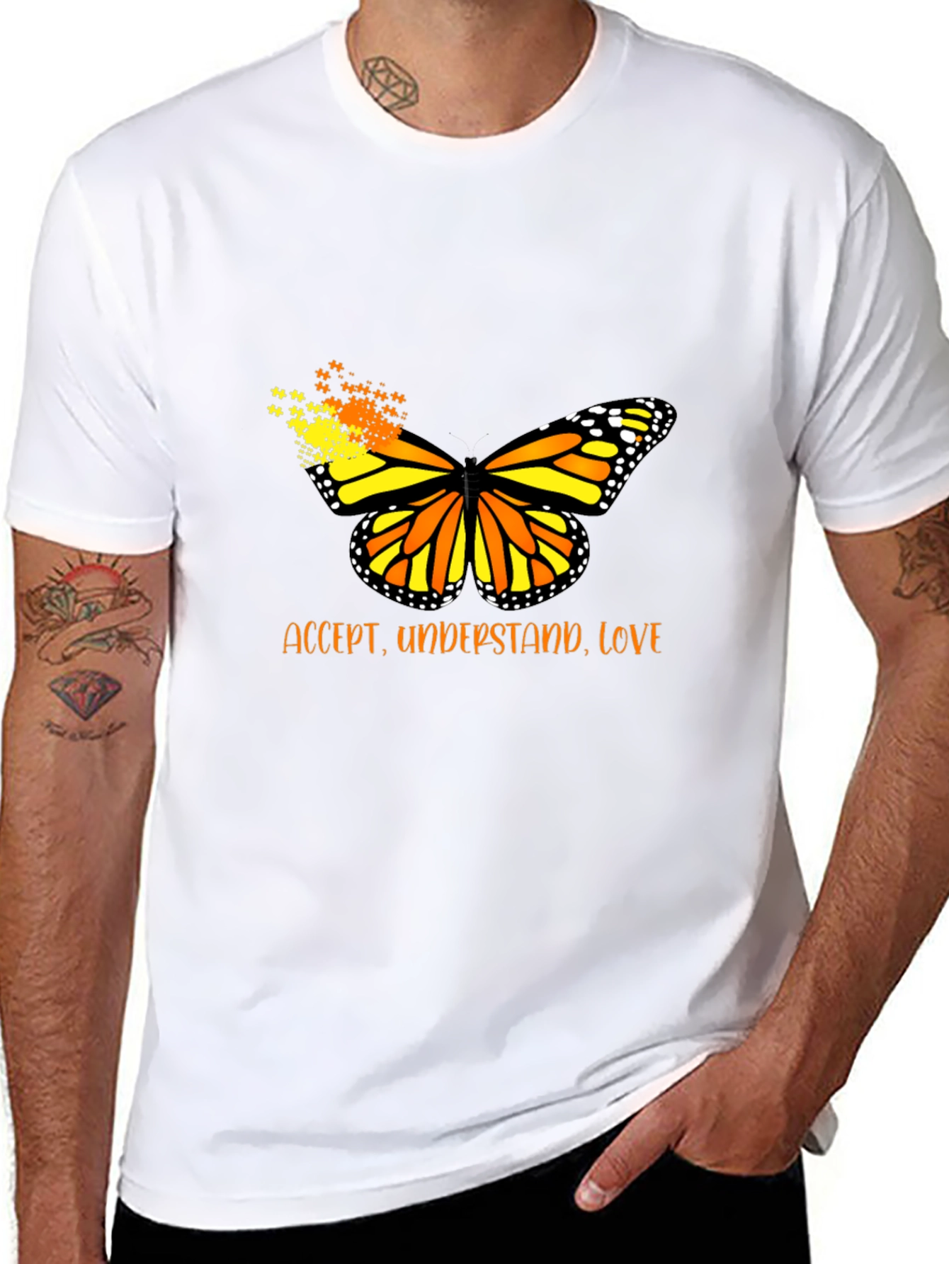 Black Accept, Understand, Love Butterfly Graphic Tee view 8