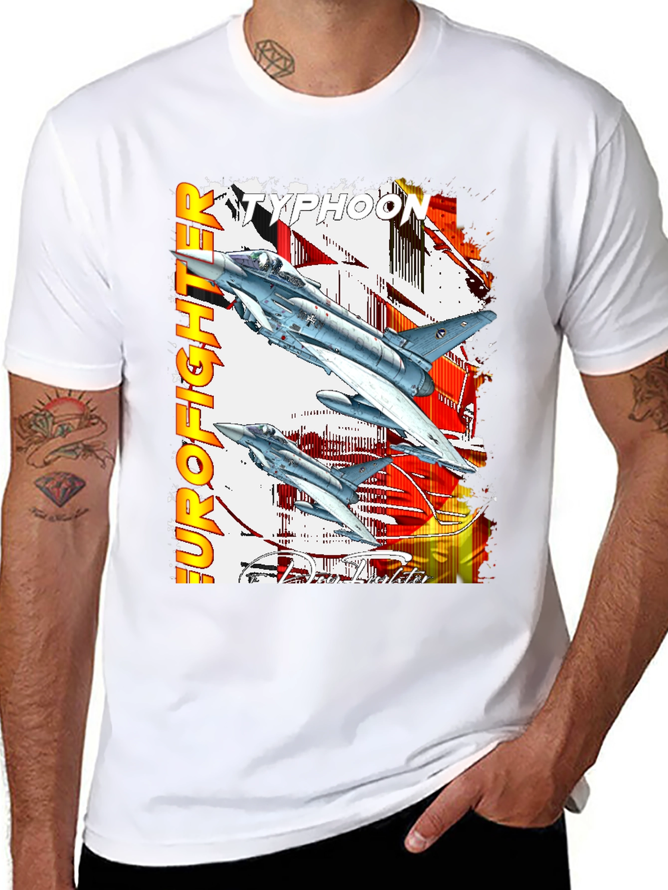 Black Eurofighter Typhoon Graphic T-Shirt - Premium Cotton Blend view 8