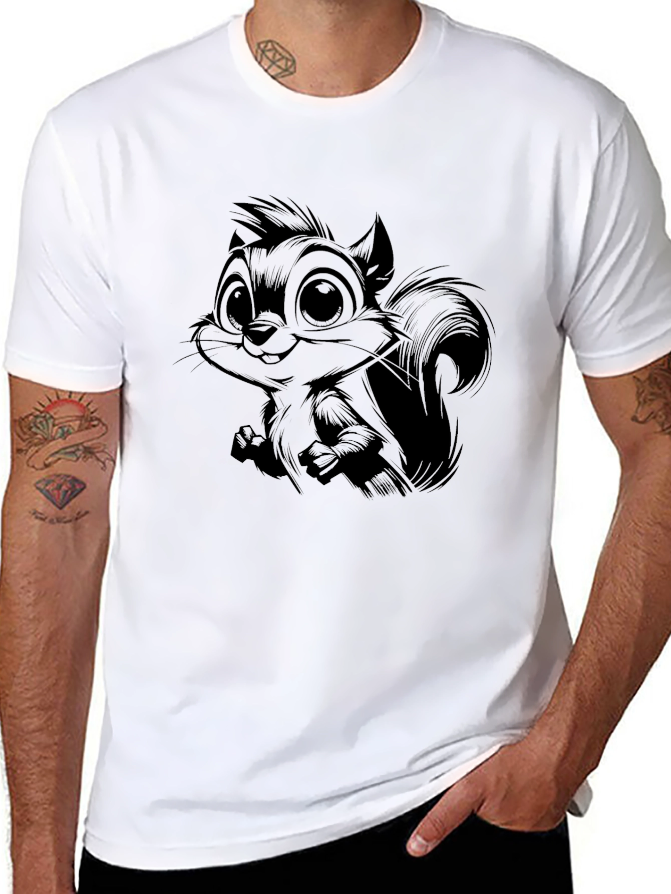 Black Squirrel Graphic Black T-Shirt view 8