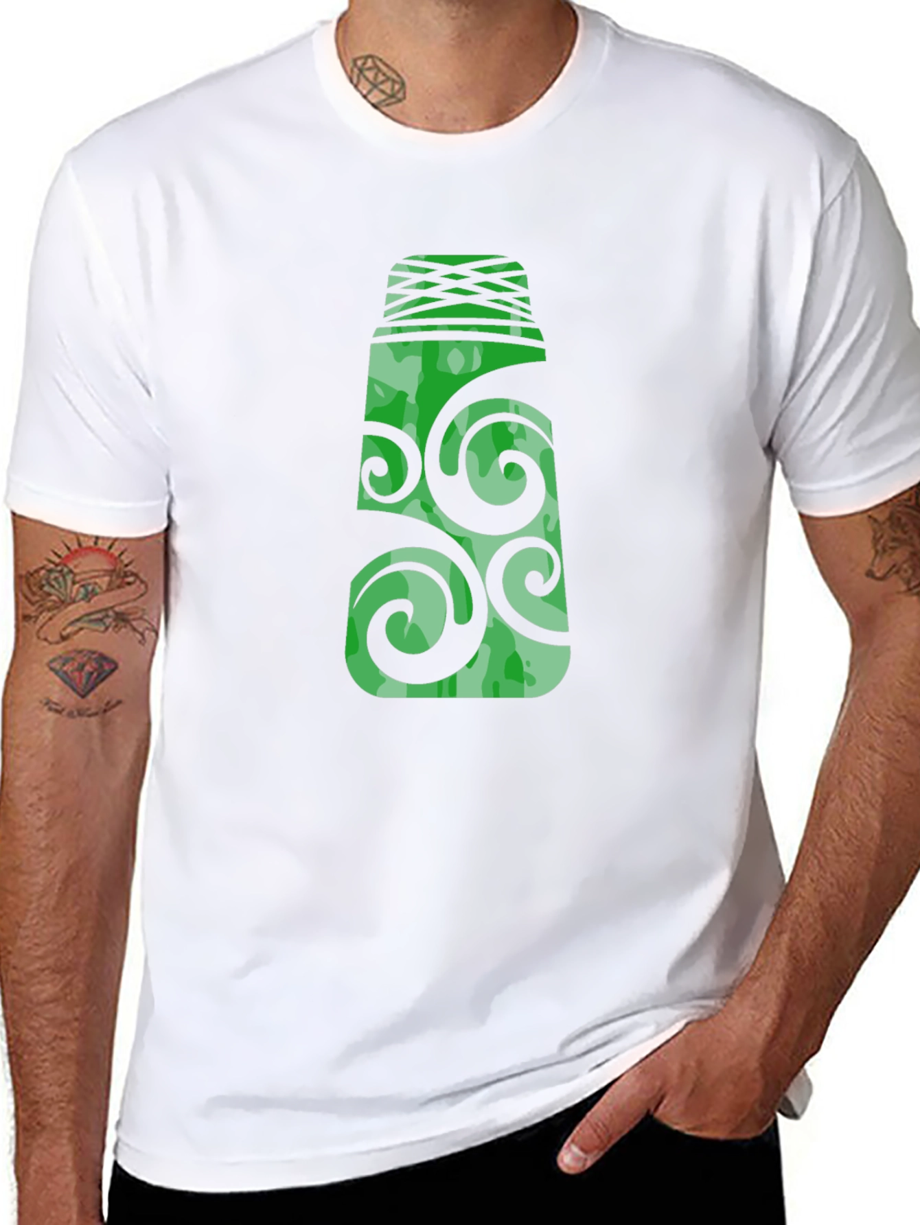 Black Green Totem T-Shirt - Unique Graphic Tee view 8