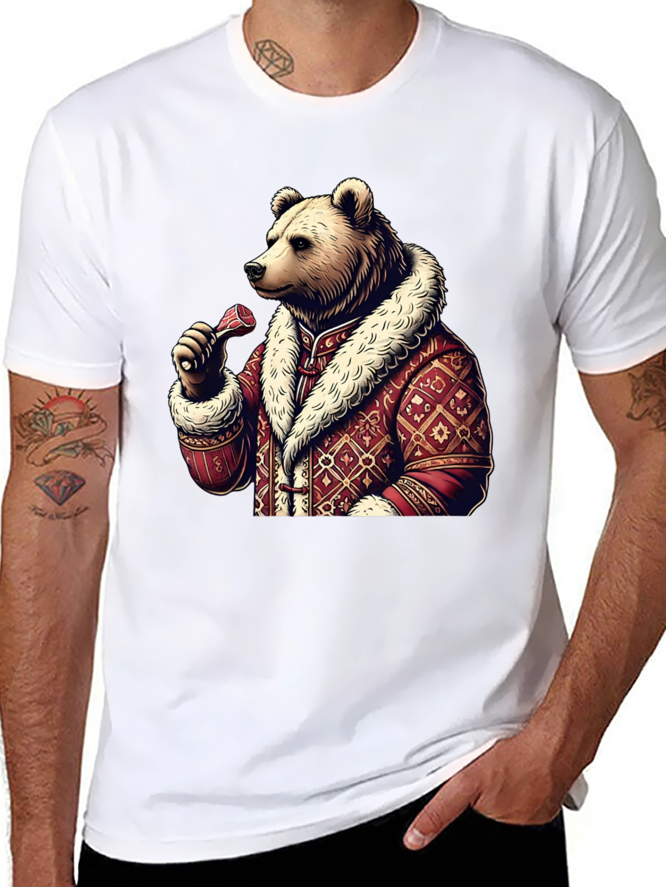 Black Bear in Coat T-Shirt view 8