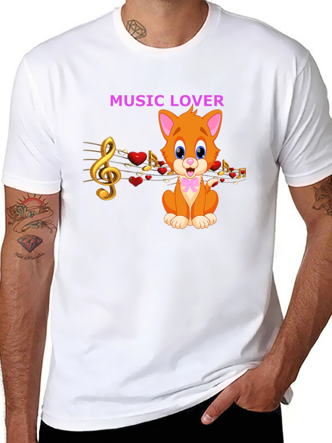 Black Music Lover Cat Graphic Tee view 8