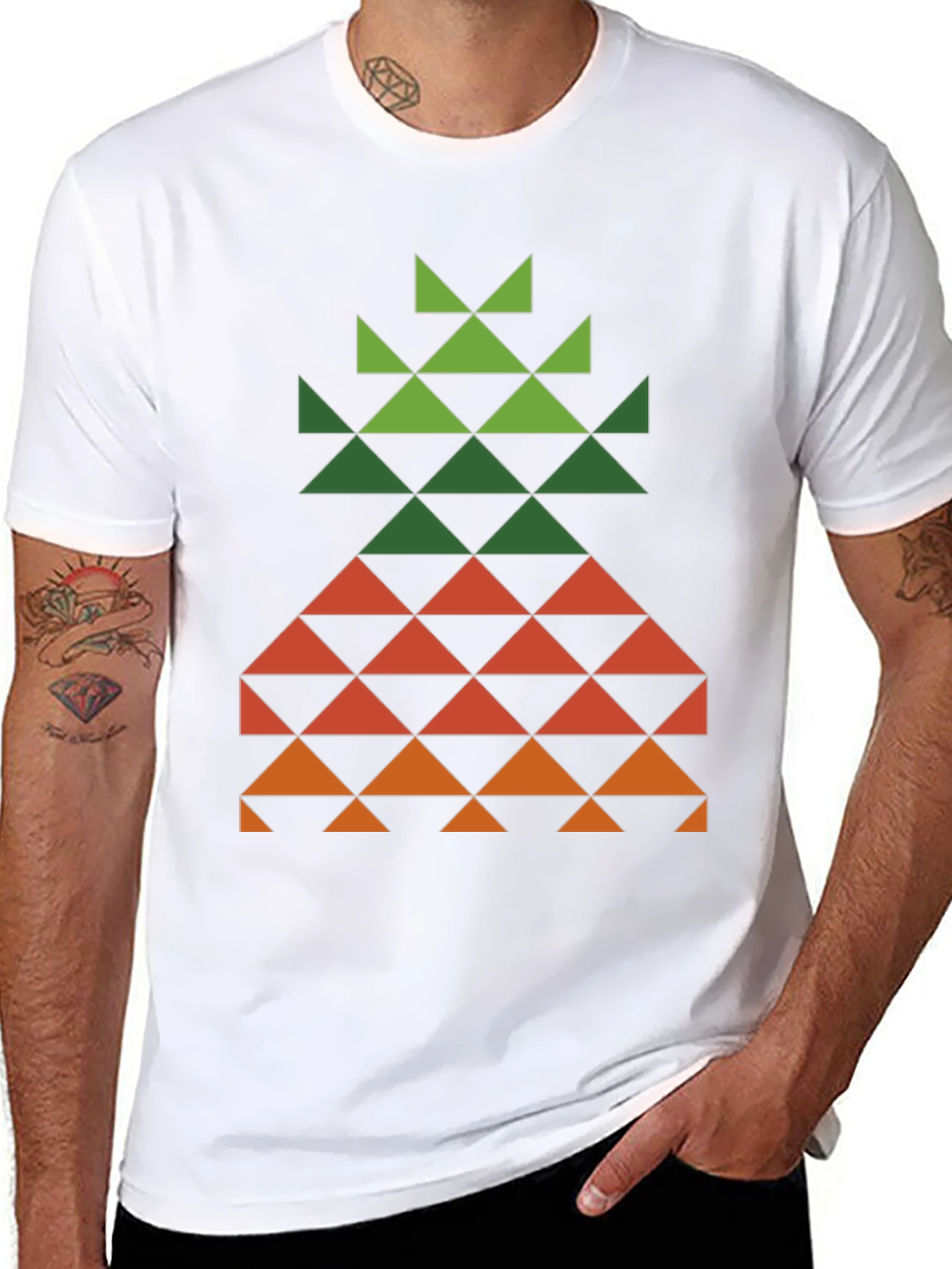 Black Geometric Pineapple Tee - Modern Tropical Style view 8