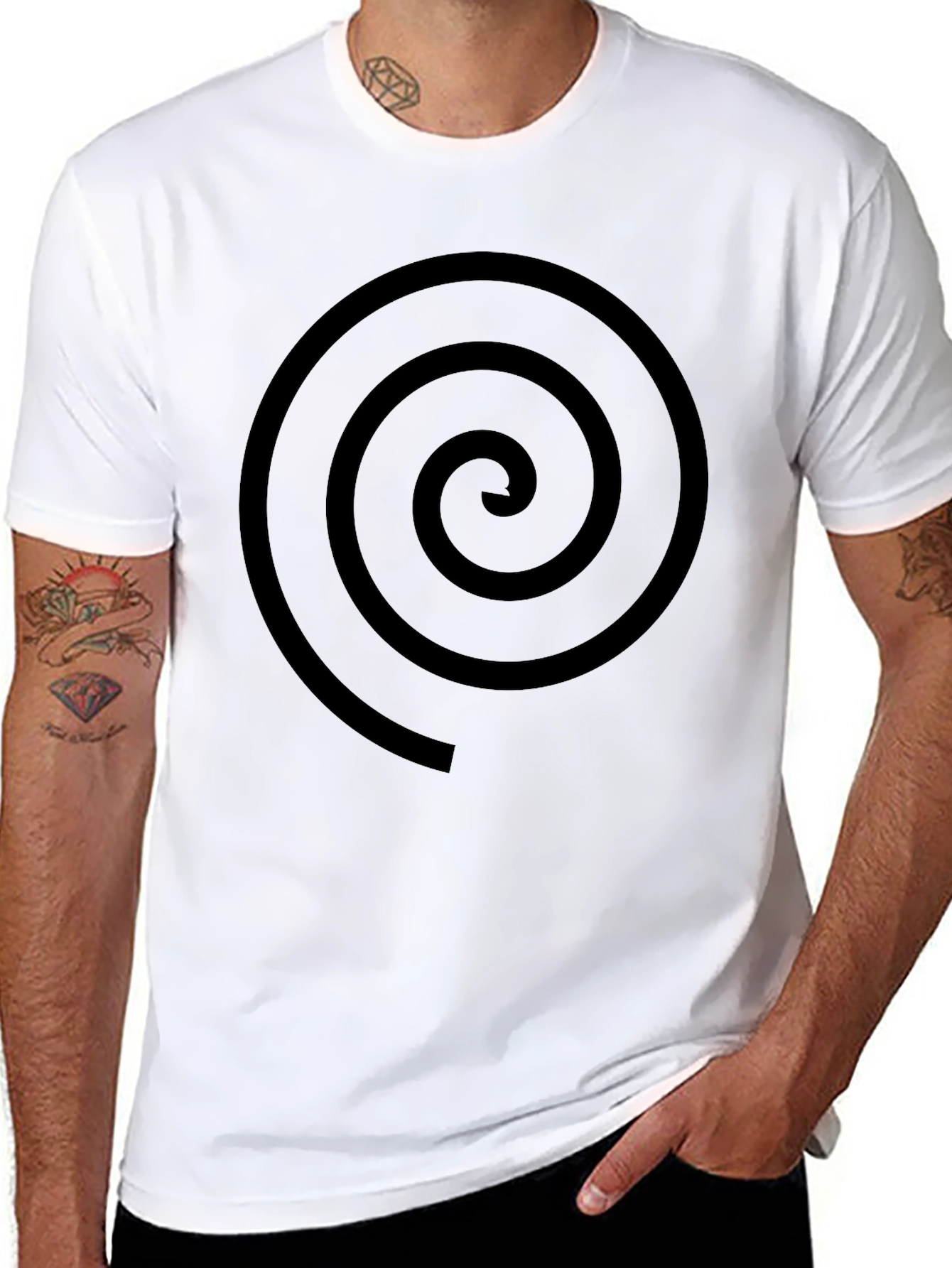 Black Black Spiral Graphic Tee - Stylish Casual Comfort view 8