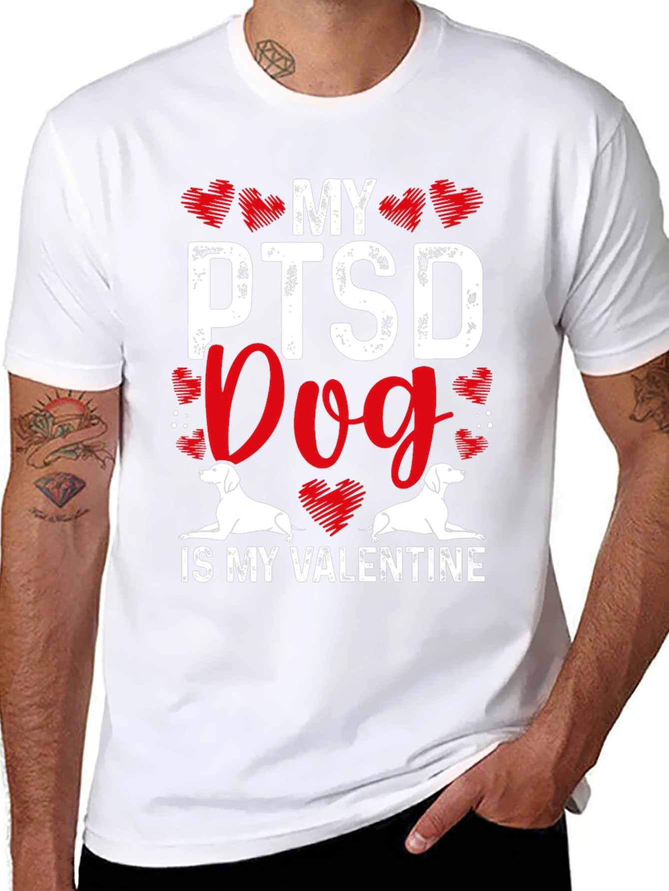 Black My PTSD Dog Is My Valentine T-Shirt view 8