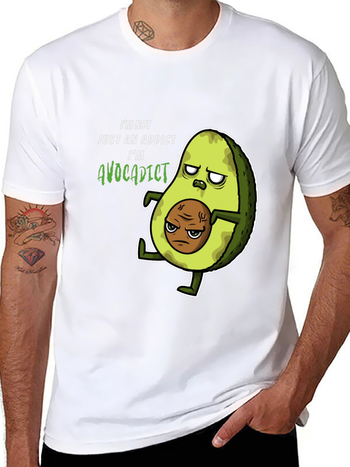Black Avocaddict T-Shirt Funny Graphic Tee view 8