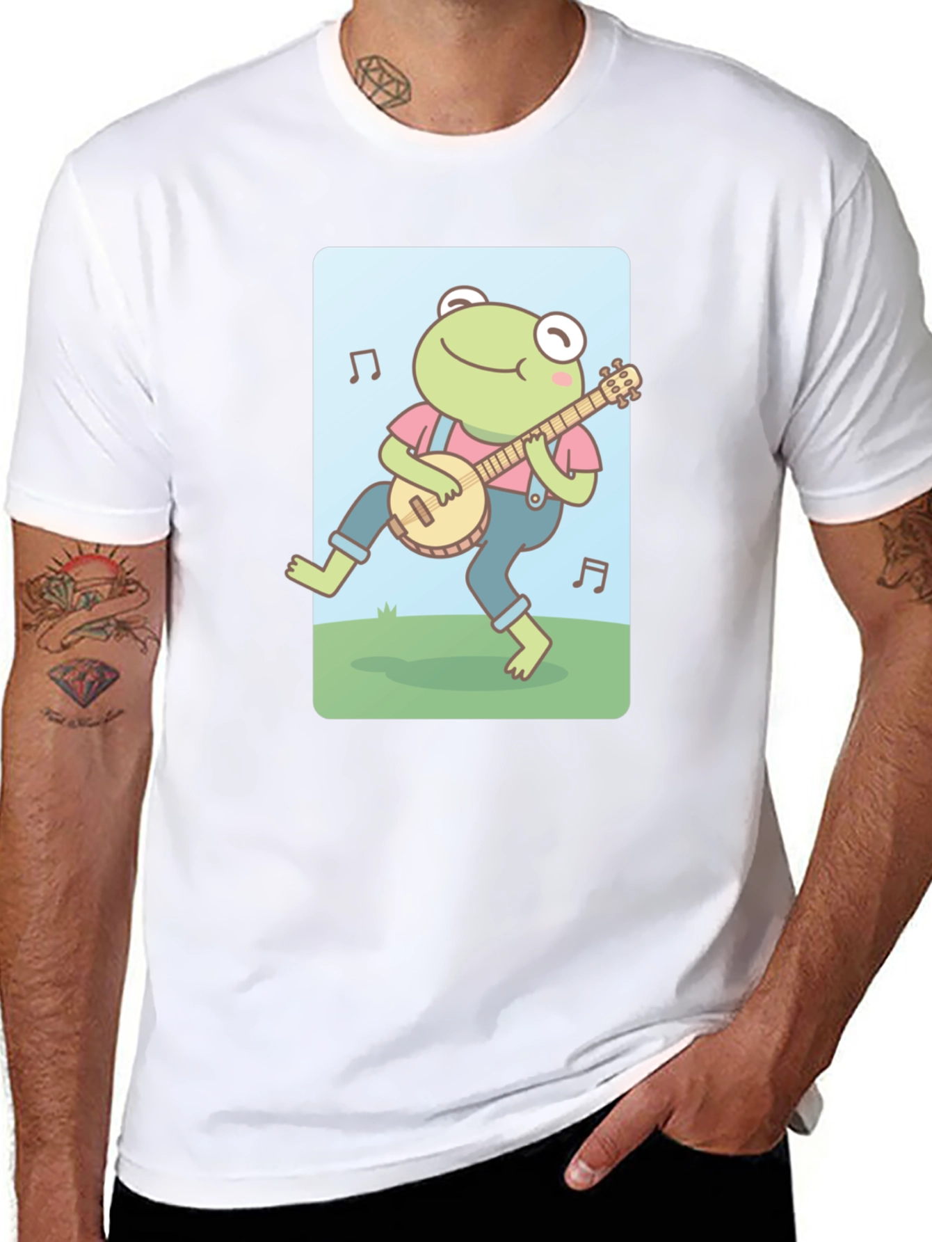 Black Frog Banjo Music T-Shirt - Cute Cartoon Design view 8