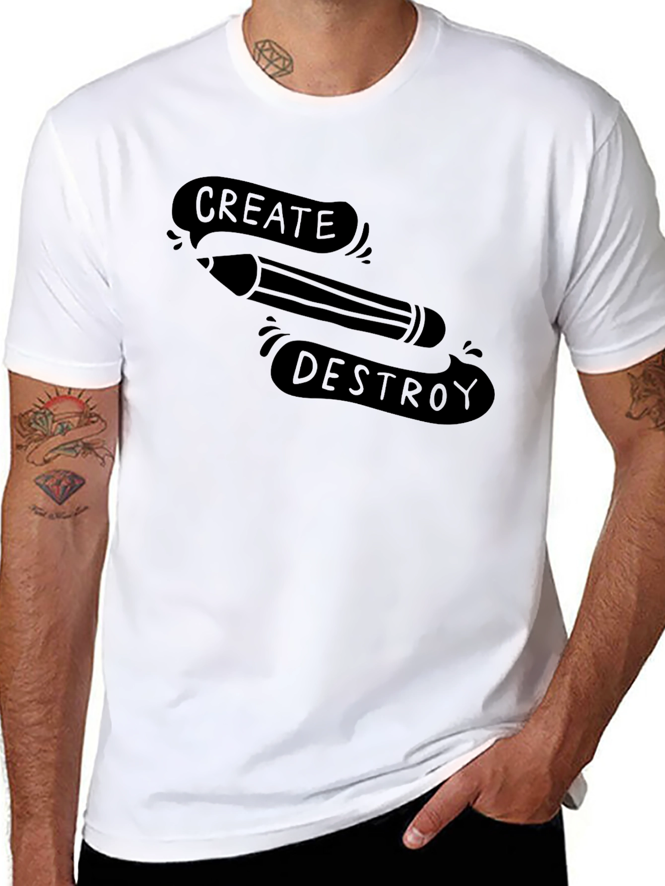 Black Create & Destroy Graphic Tee - Black view 8