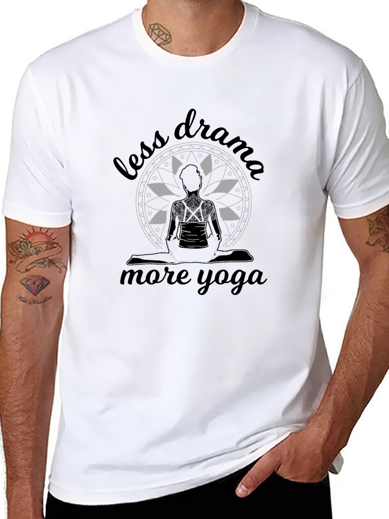 Black Less Drama More Yoga T-Shirt - Relaxed Fit view 8