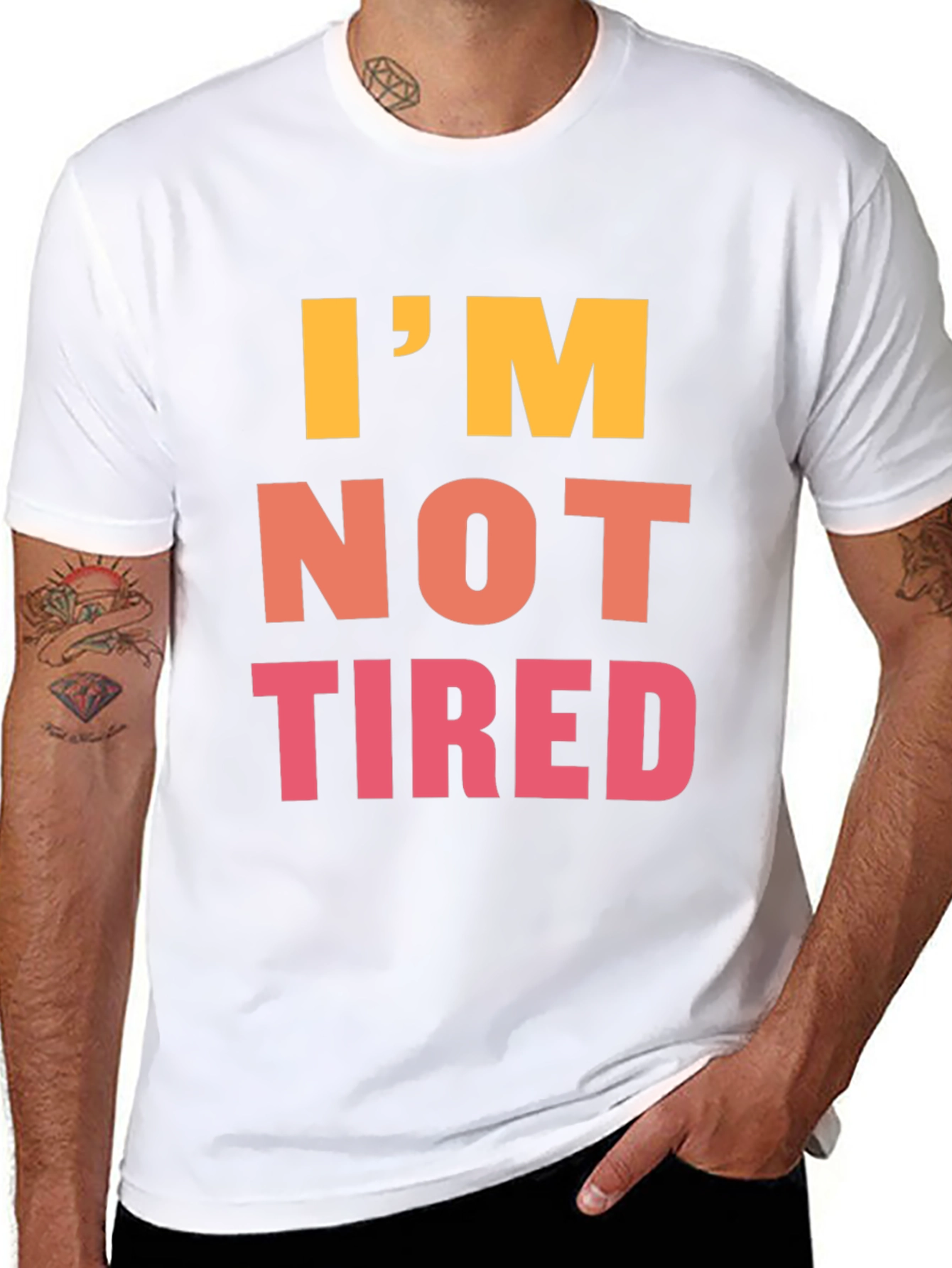 Black I'm Not Tired Graphic Tee - Black Casual T-Shirt view 8