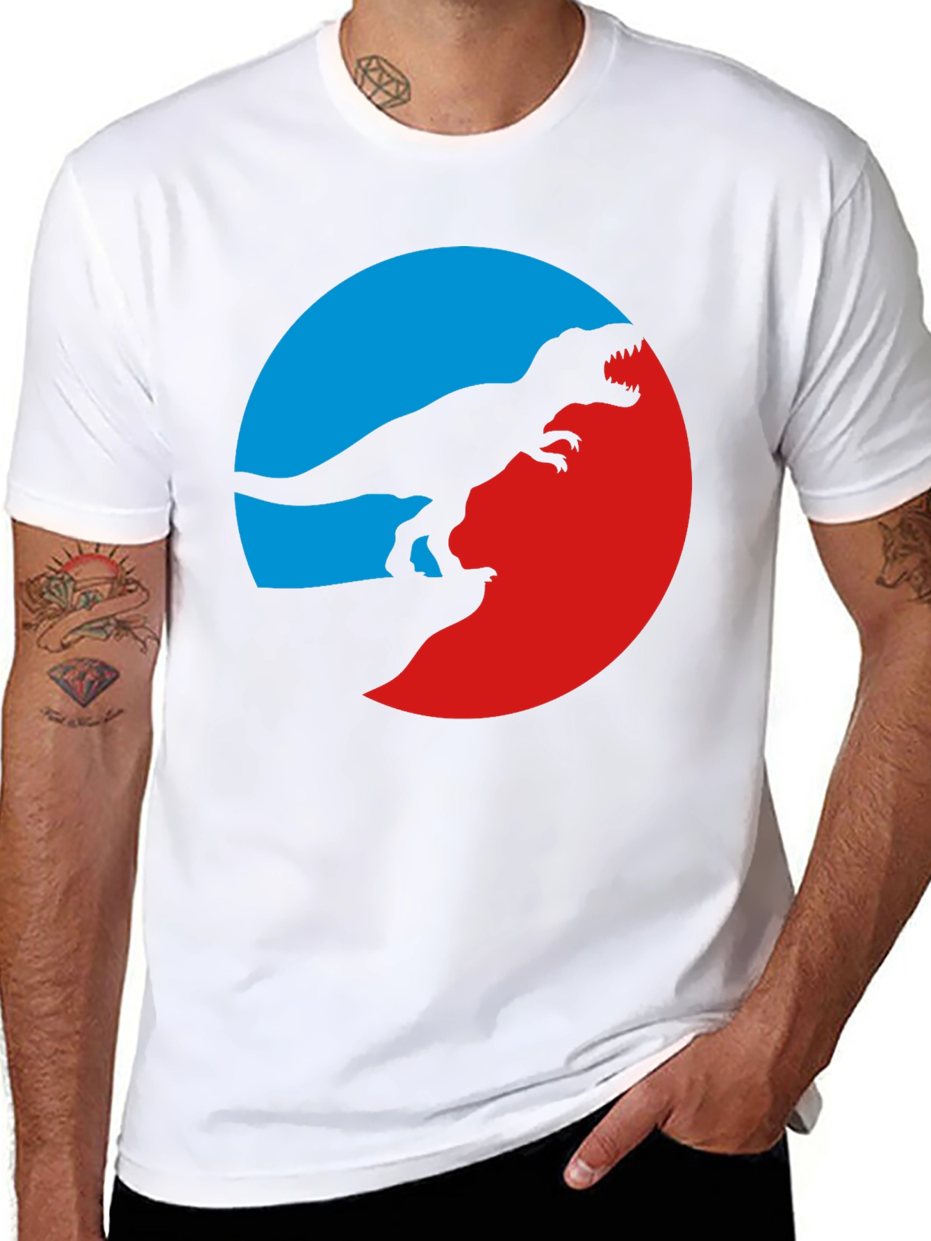 Black Dino Circle Tee - Graphic T-Rex T-Shirt view 8