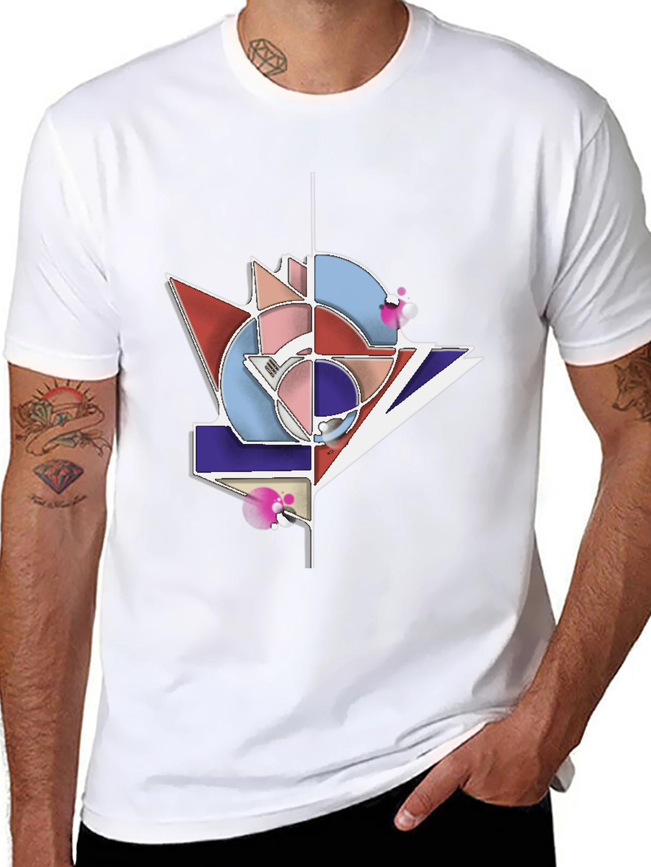 Black Geometric Graphic Tee - Modern Art T-Shirt view 8