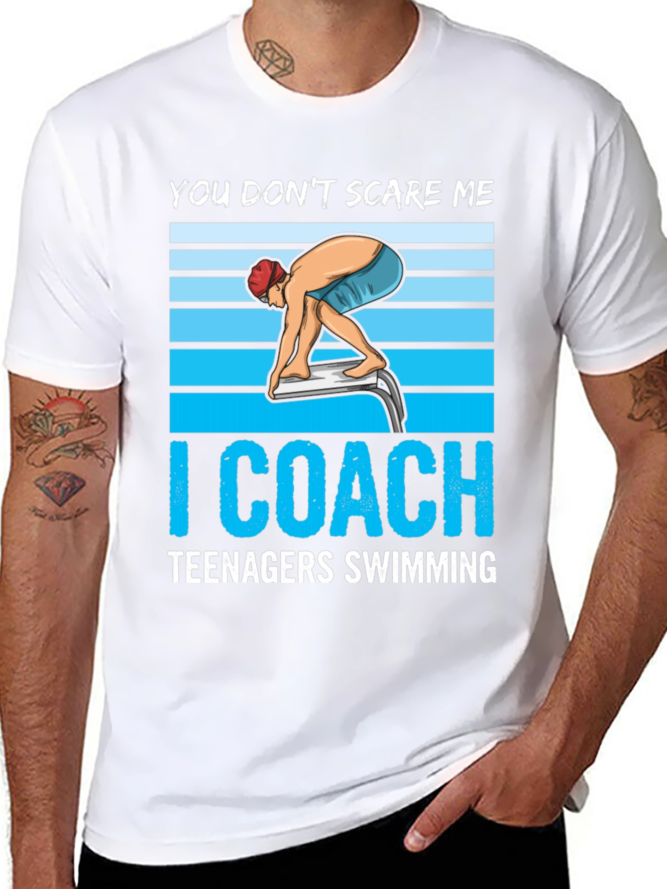 Funny Swimming Coach T-Shirt: You Don't Scare Me - 8