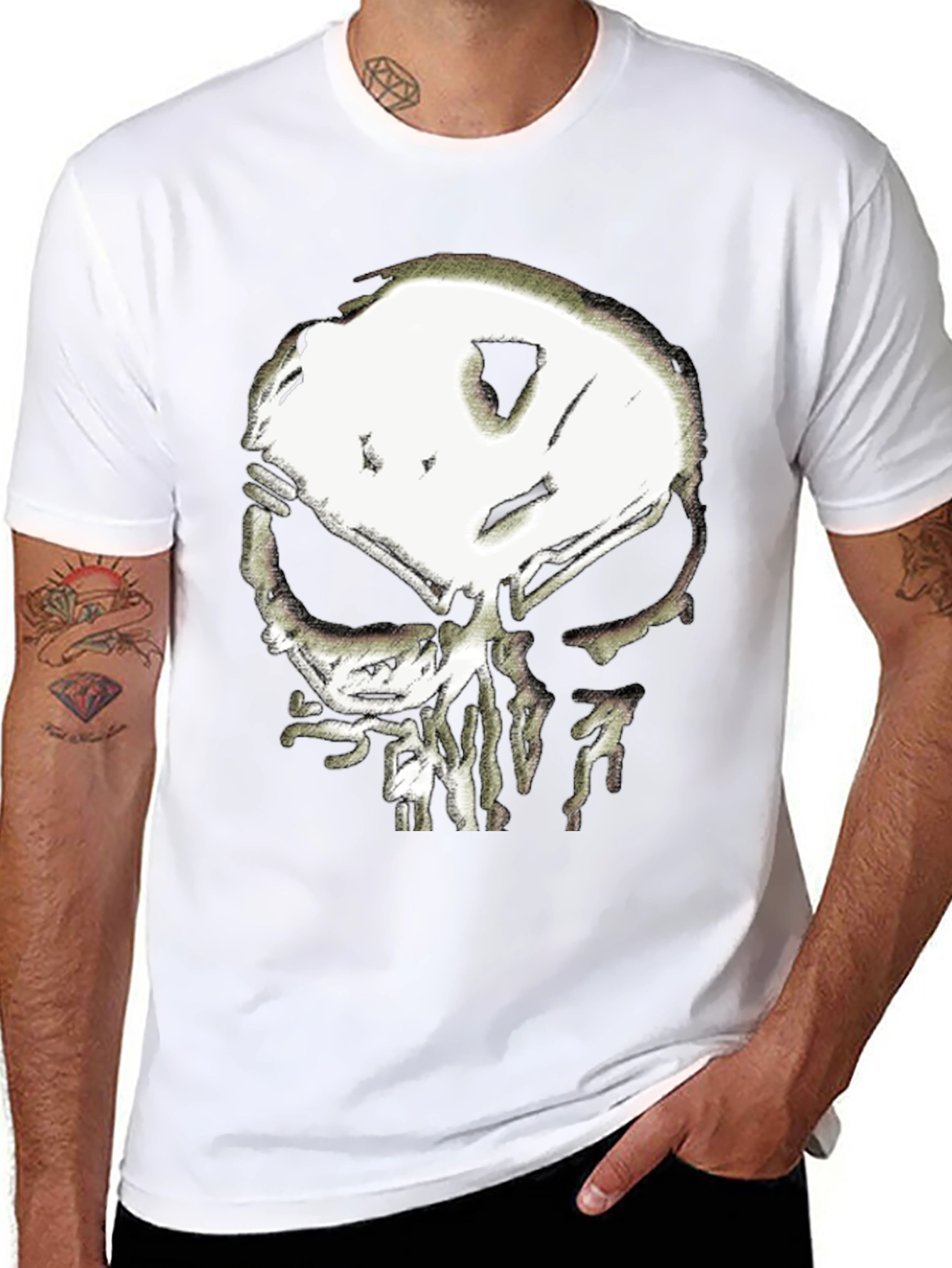 Black Skull Graphic Black T-Shirt view 8