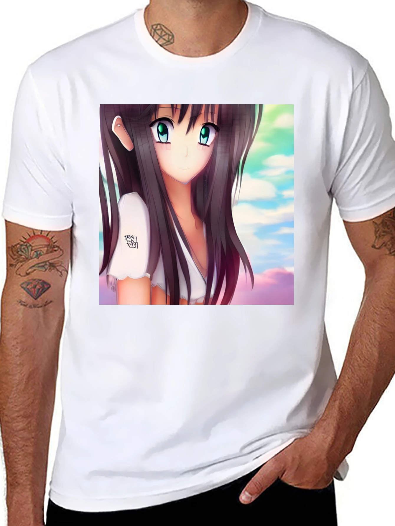 Black Anime Girl Graphic Black Tee - Stylish & Unique view 8