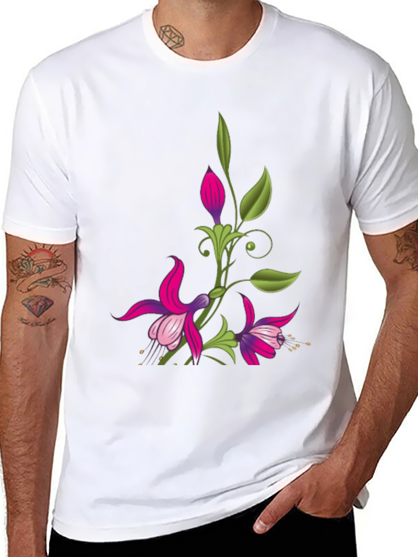 Black Floral Graphic Black T-Shirt view 8