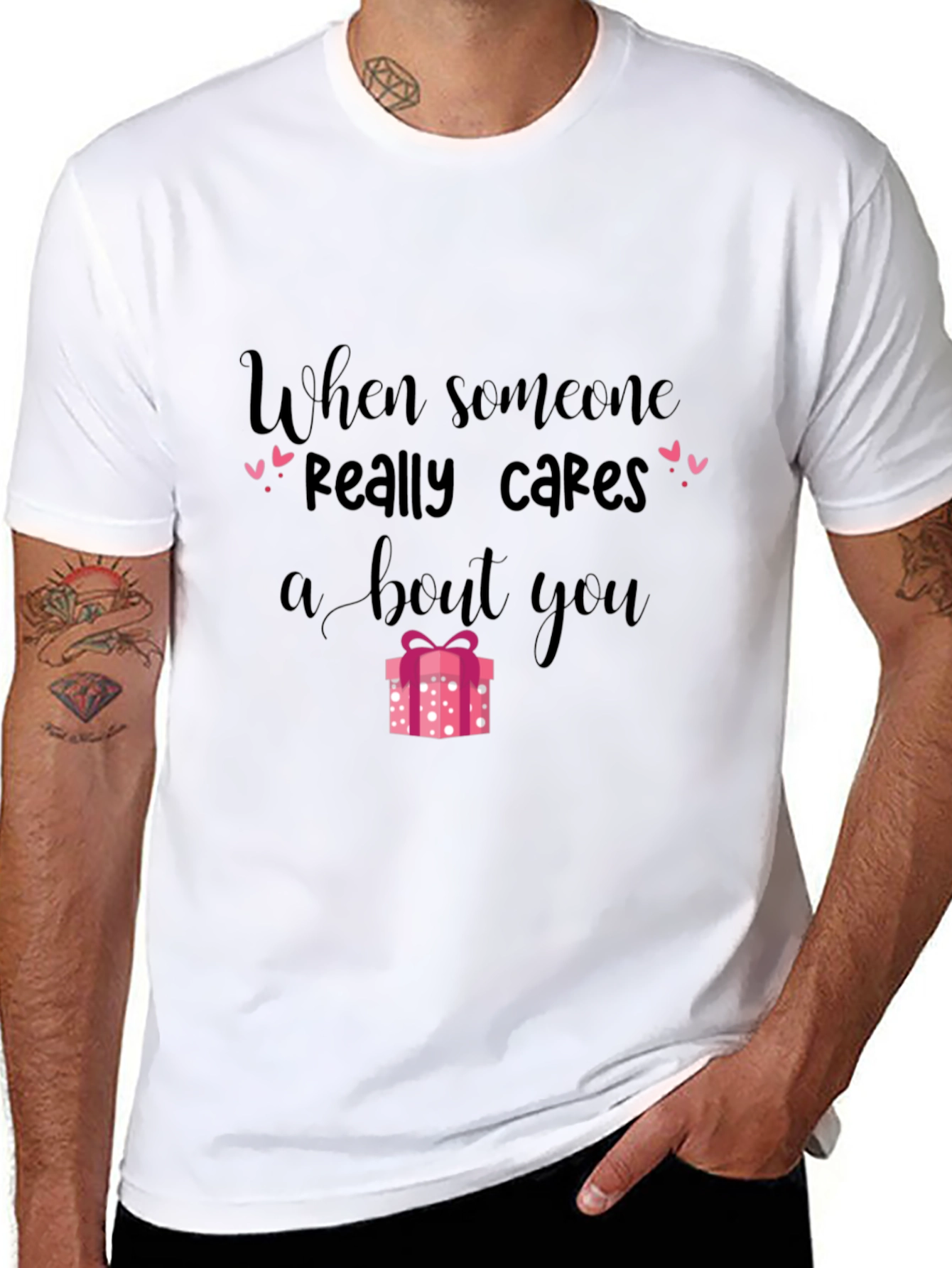 Black Caring Hearts Graphic T-Shirt - Gift Design view 8